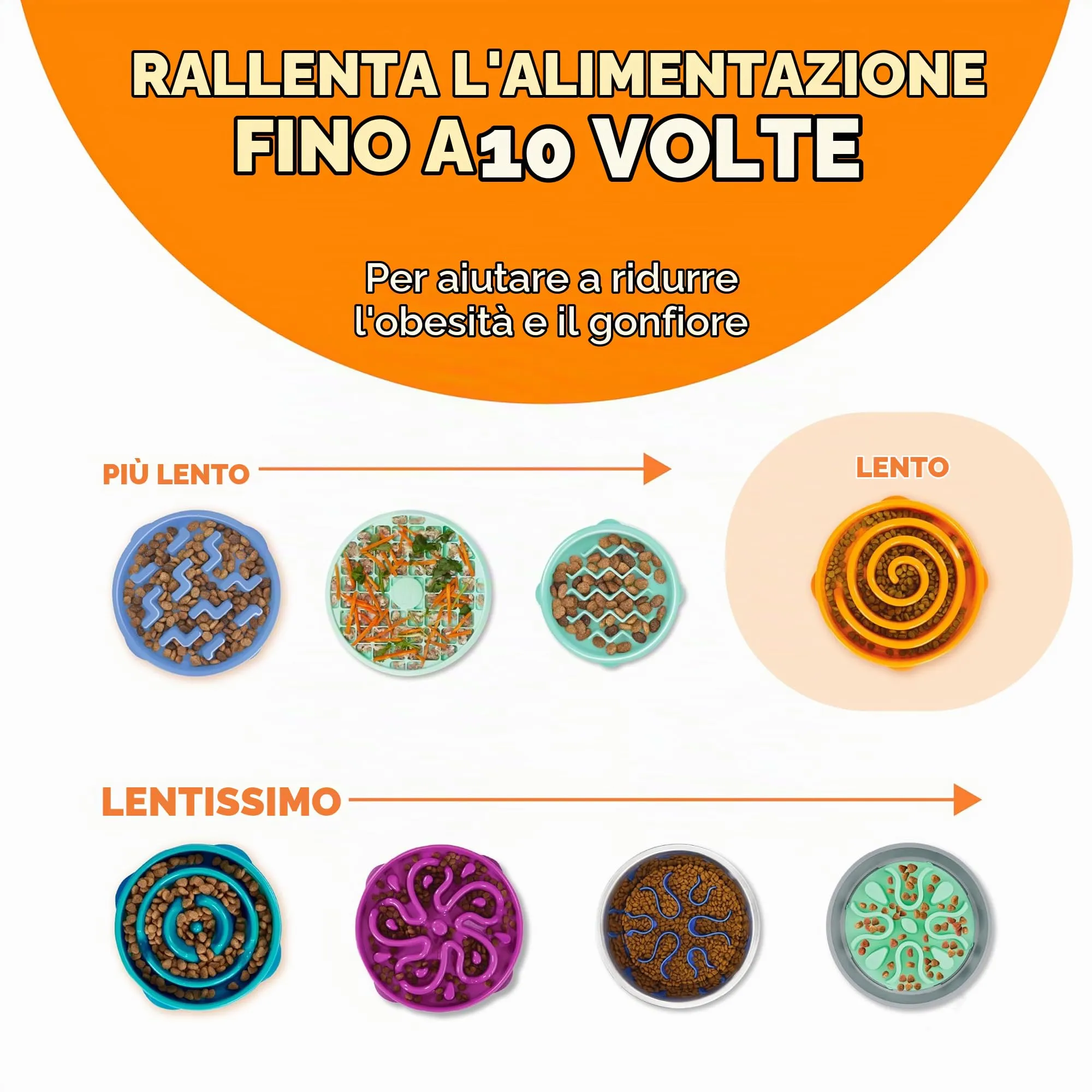 Outward Hound Fun Feeder Slo-Bowl Ciotola Anti-ingozzamento per Cani - Medio - Arancione - immagine 4