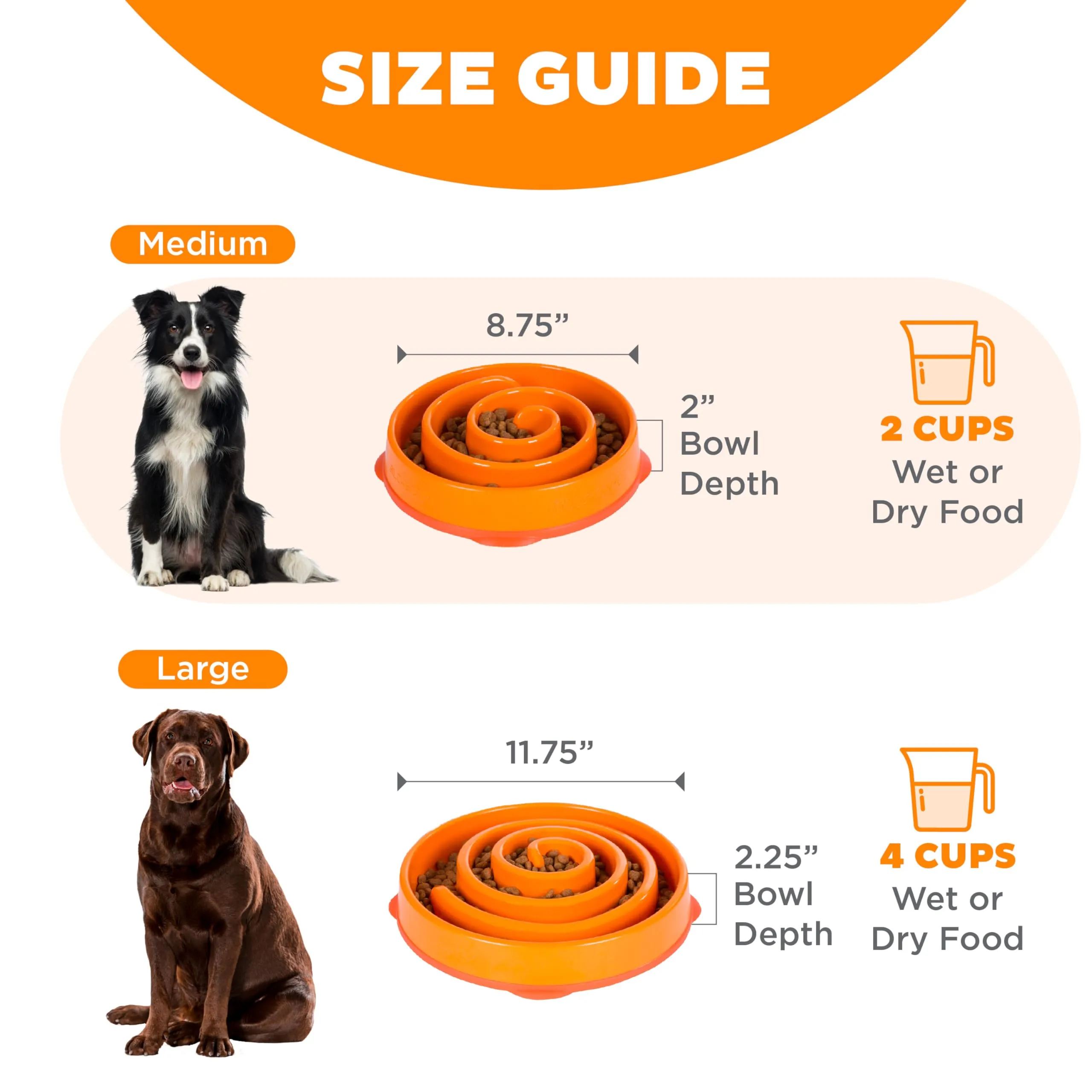 Outward Hound Fun Feeder Slo-Bowl Ciotola Anti-ingozzamento per Cani - Medio - Arancione - immagine 5