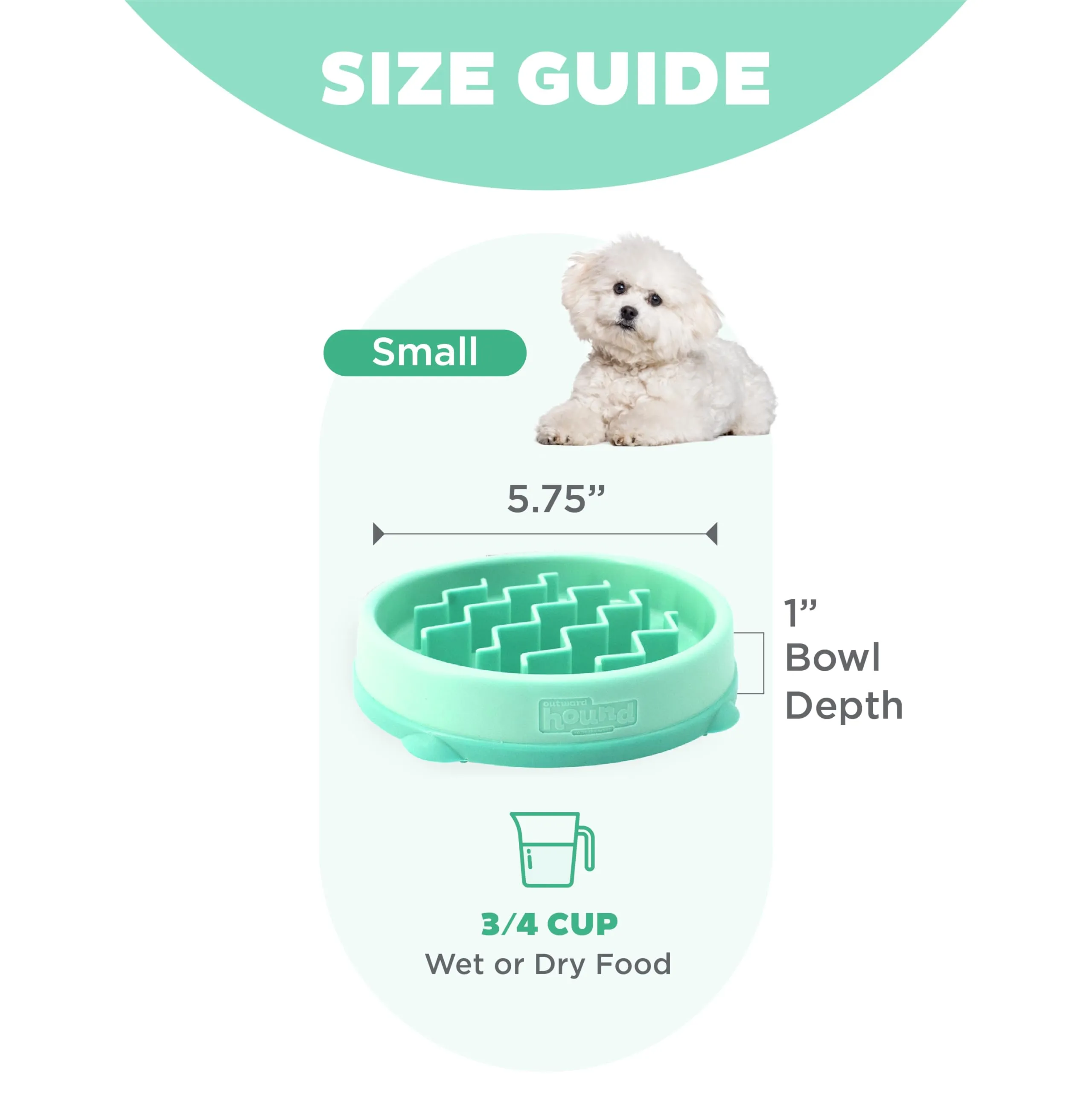 Outward Hound Fun Feeder Slo-Bowl Ciotola Anti-ingozzamento per Cani, Piccola, Menta, 14,61 x 14,61 x 2,54 cm - immagine 5