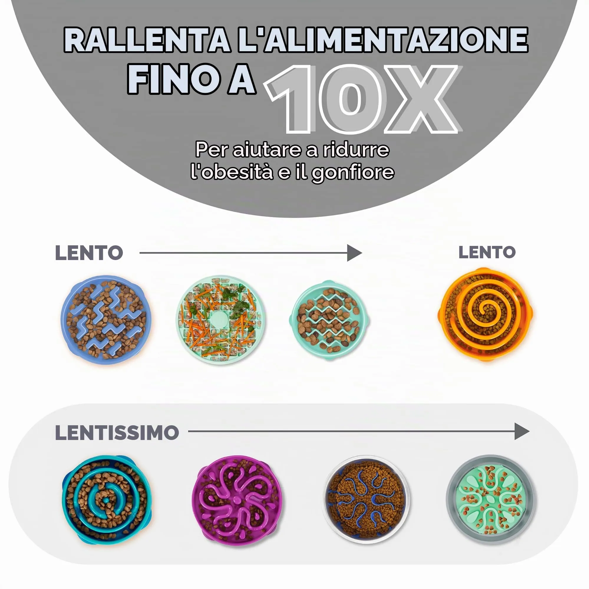 Outward Hound Fun Feeder Slo-Bowl Ciotola anti-ingozzamento per cani, medio, grigio - immagine 4