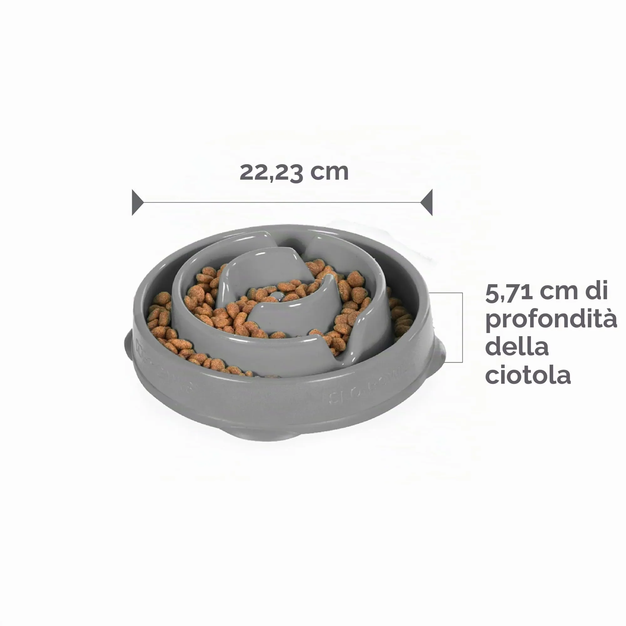 Outward Hound Fun Feeder Slo-Bowl Ciotola anti-ingozzamento per cani, medio, grigio - immagine 7