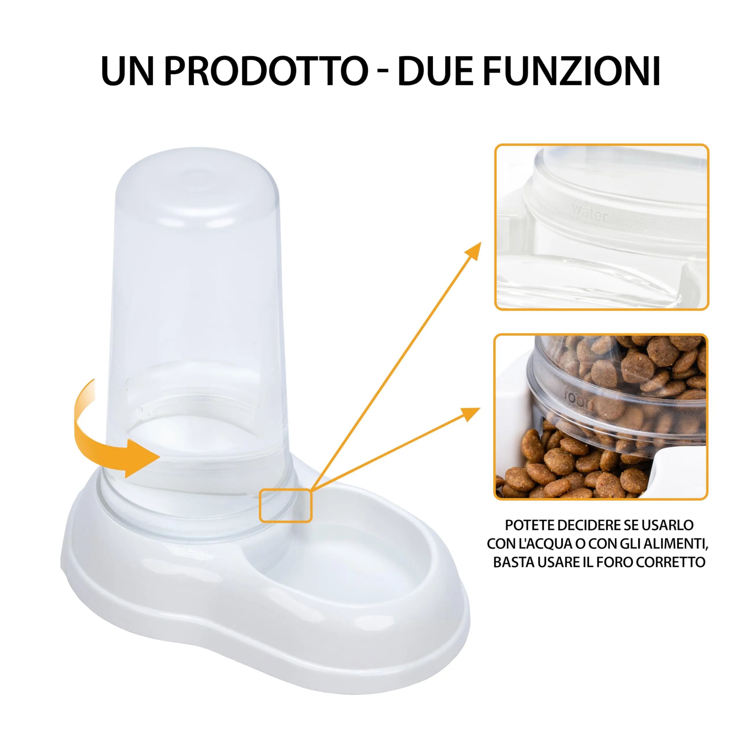 Ferplast Azimut 1500 Distributore di cibo o acqua per cani e gatti, 1,5 L, Bianco - immagine 3