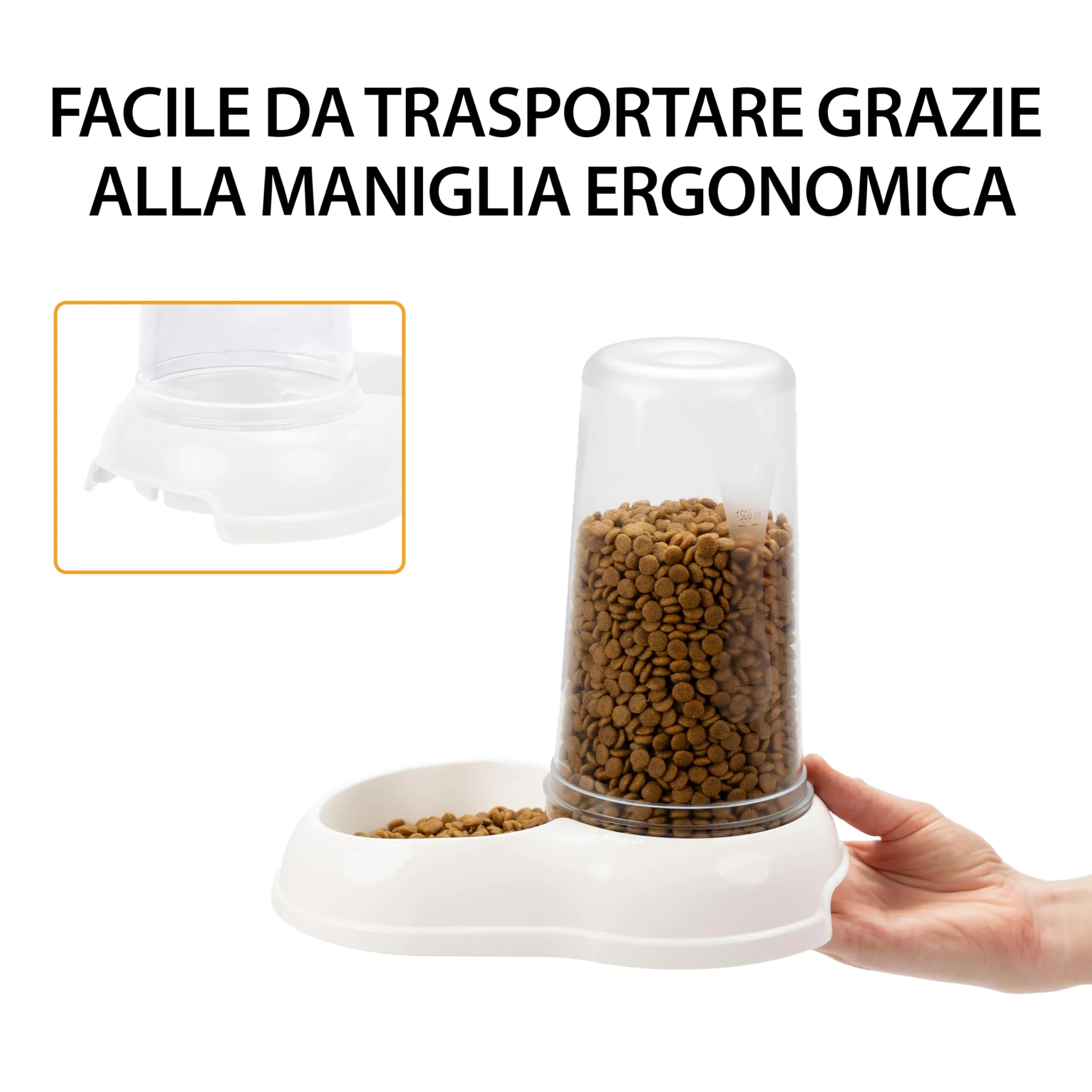 Ferplast Azimut 1500 Distributore di cibo o acqua per cani e gatti, 1,5 L, Bianco - immagine 4
