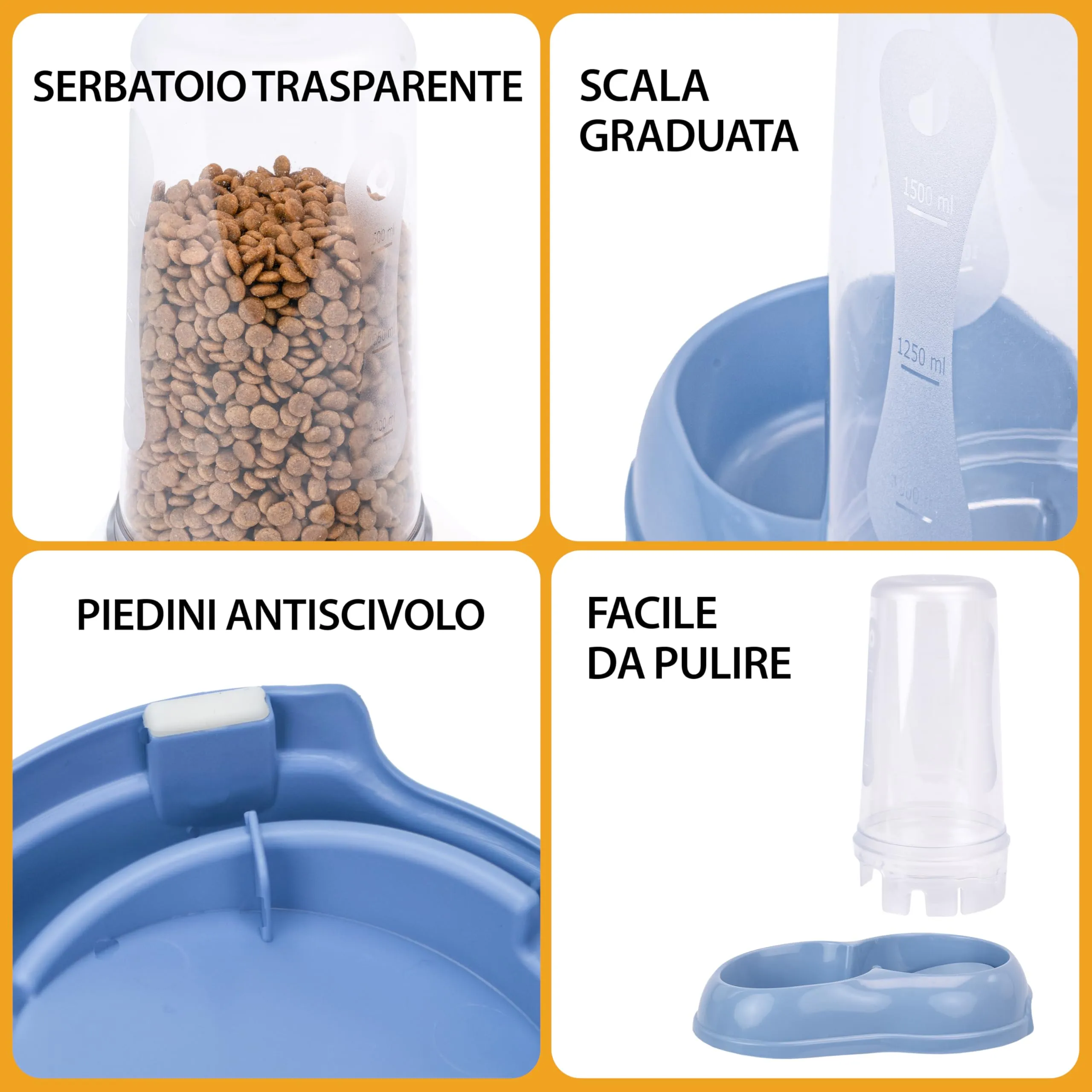 Ferplast Azimut 1500 Distributore Cibo o Acqua per Cani e Gatti, 1,5 Litri, Blu - immagine 2