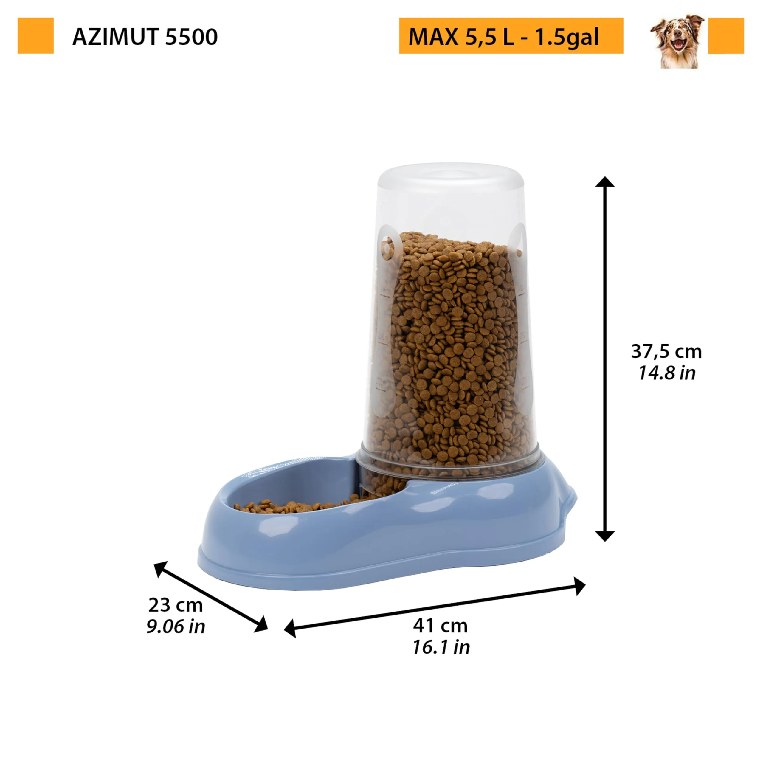 Ferplast Azimut 5500 Dispenser Cibo e Acqua per Cani di Grossa Taglia, 5,5 Litri, Bianco - immagine 3