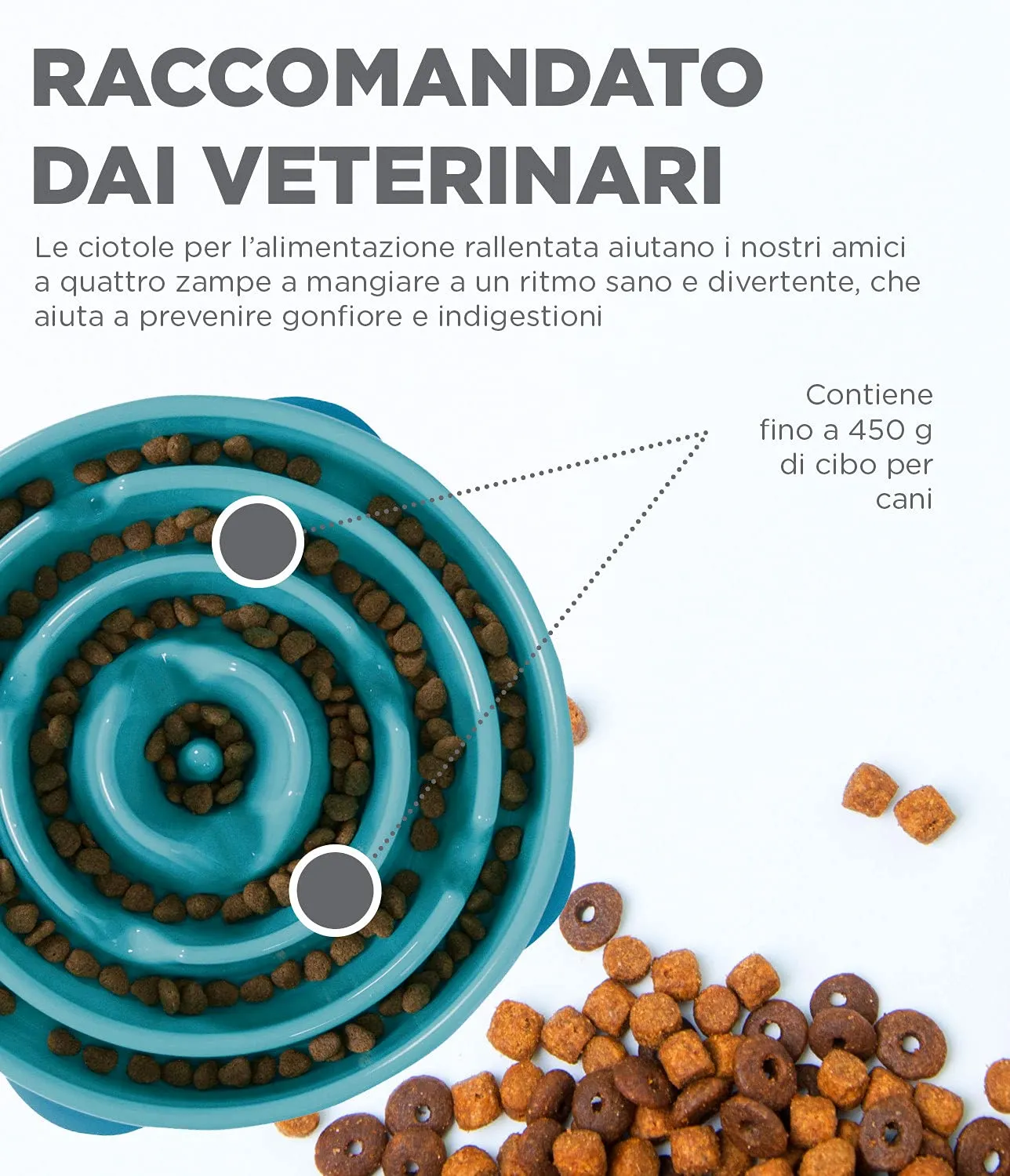 Outward Hound Fun Feeder Slo-Bowl Ciotola Anti-ingozzamento per Cani, Grande, Turchese - immagine 2