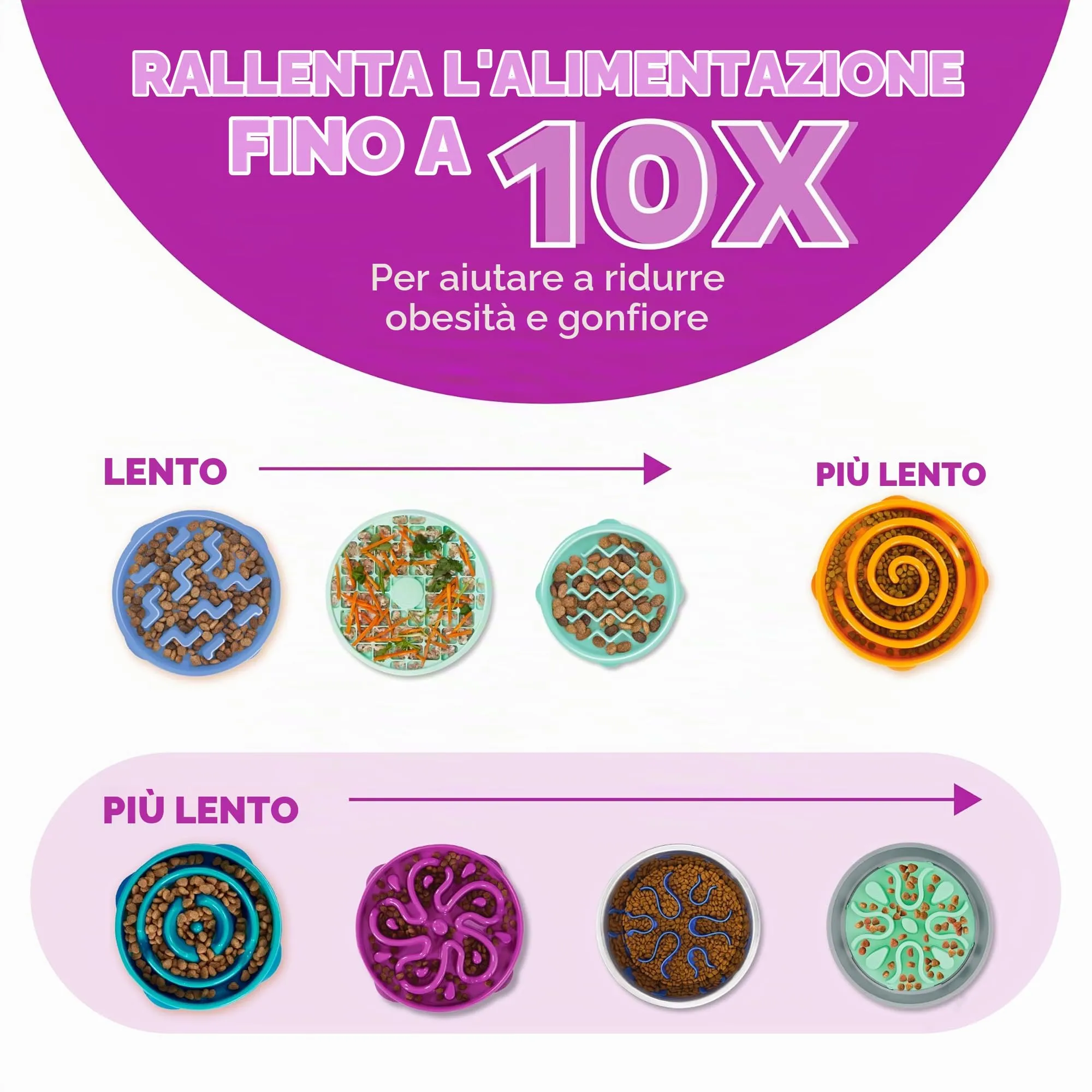 Outward Hound Fun Feeder Slo-Bowl Ciotola Anti-ingozzamento per Cani, Grande, Viola - immagine 4
