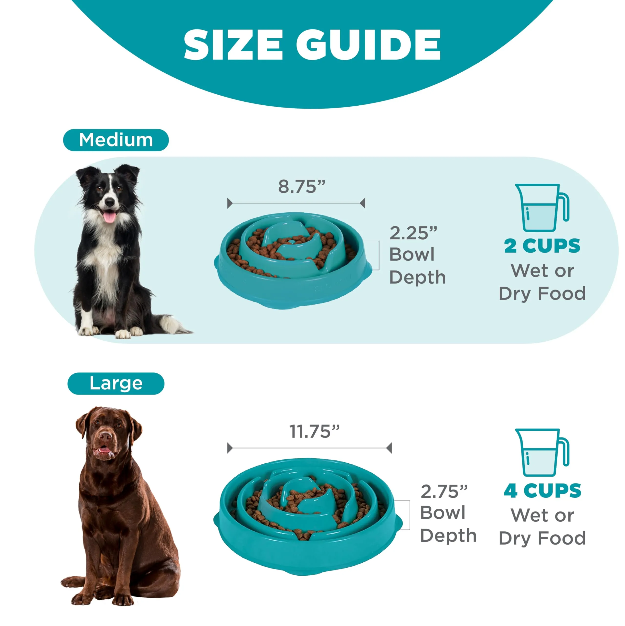 Outward Hound Fun Feeder Slo-Bowl Ciotola Anti-ingozzamento per Cani, Medio, Turchese - immagine 5