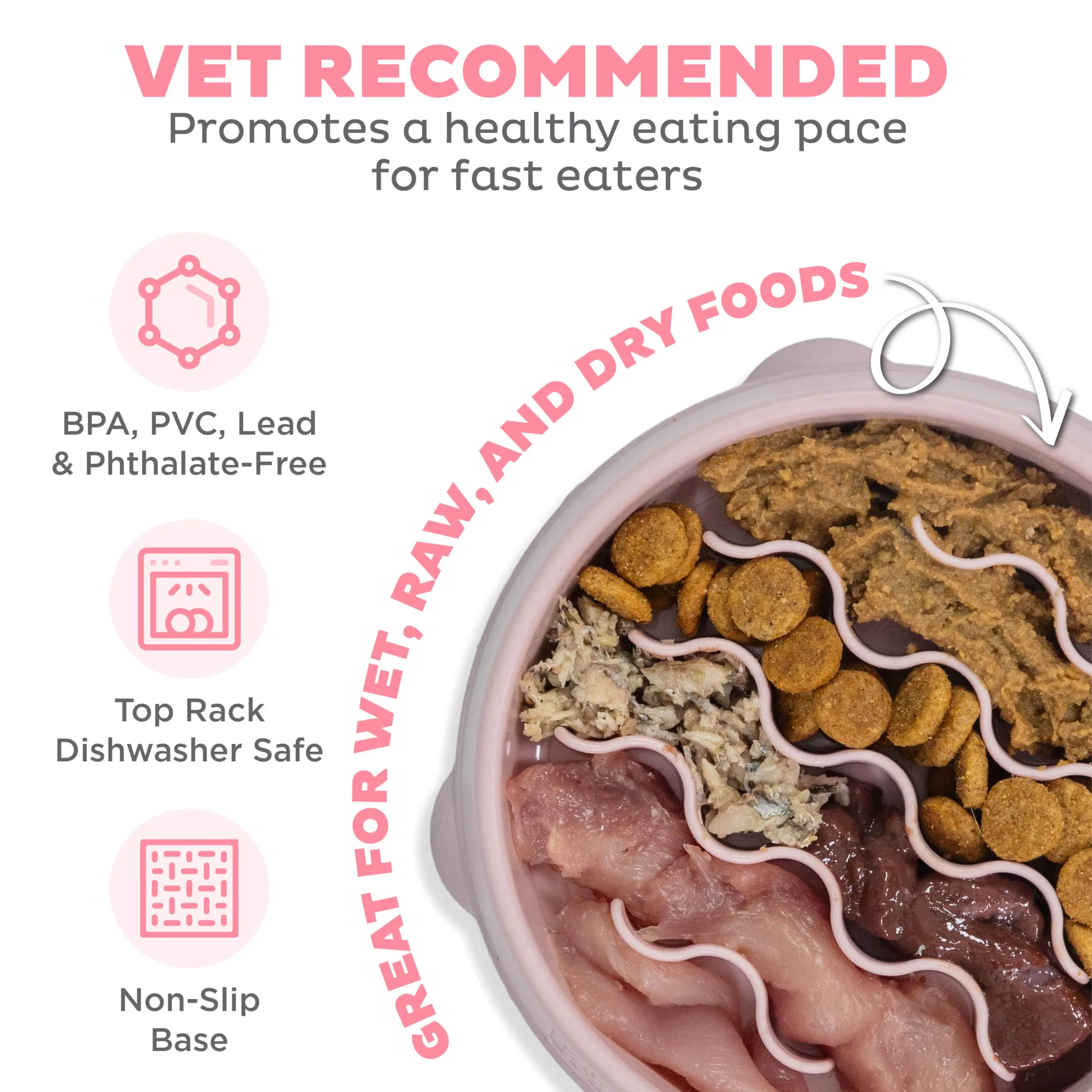 Outward Hound Fun Feeder Slo-Bowl Ciotola anti-ingozzamento per cani, Piccola, Rosa - immagine 3