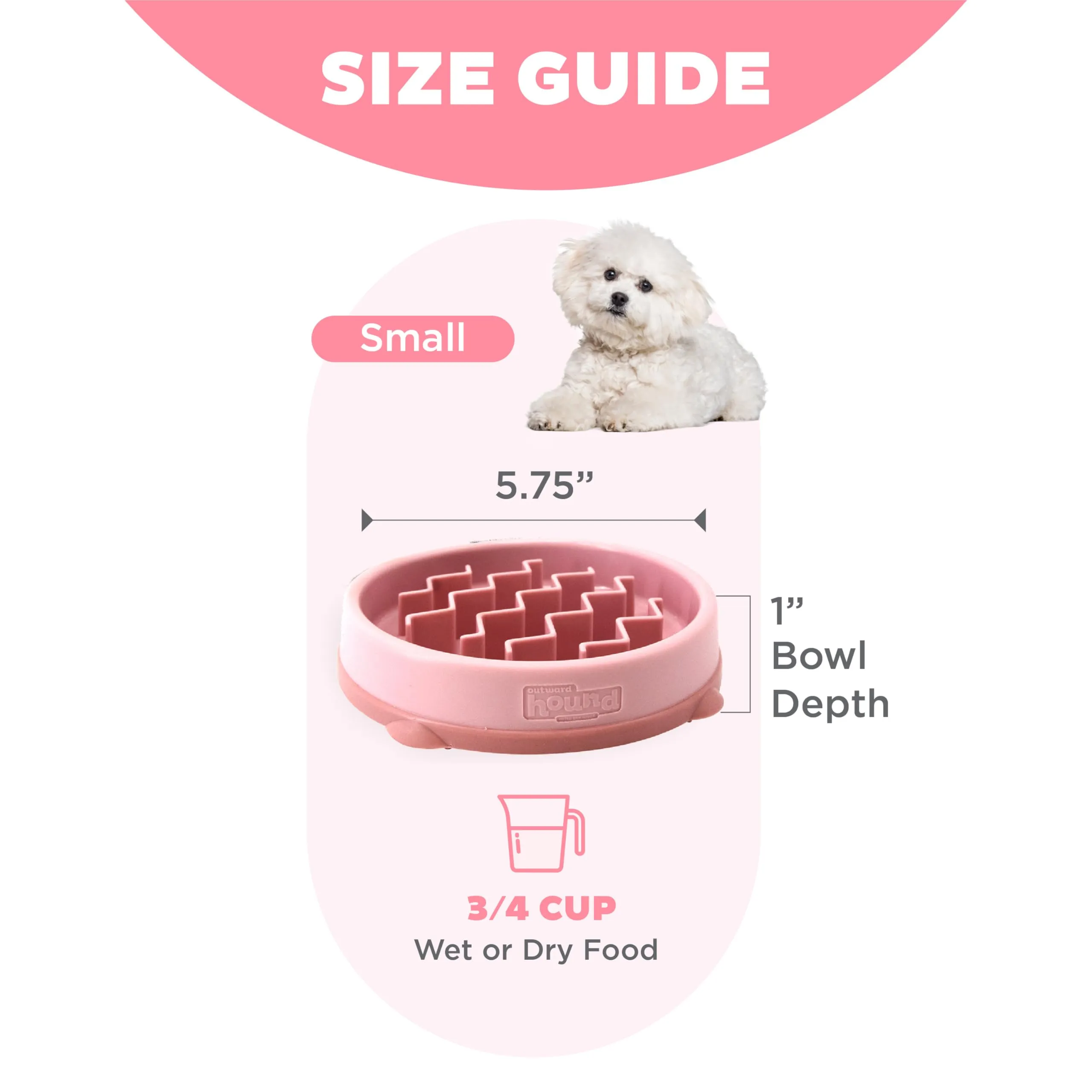 Outward Hound Fun Feeder Slo-Bowl Ciotola anti-ingozzamento per cani, Piccola, Rosa - immagine 5