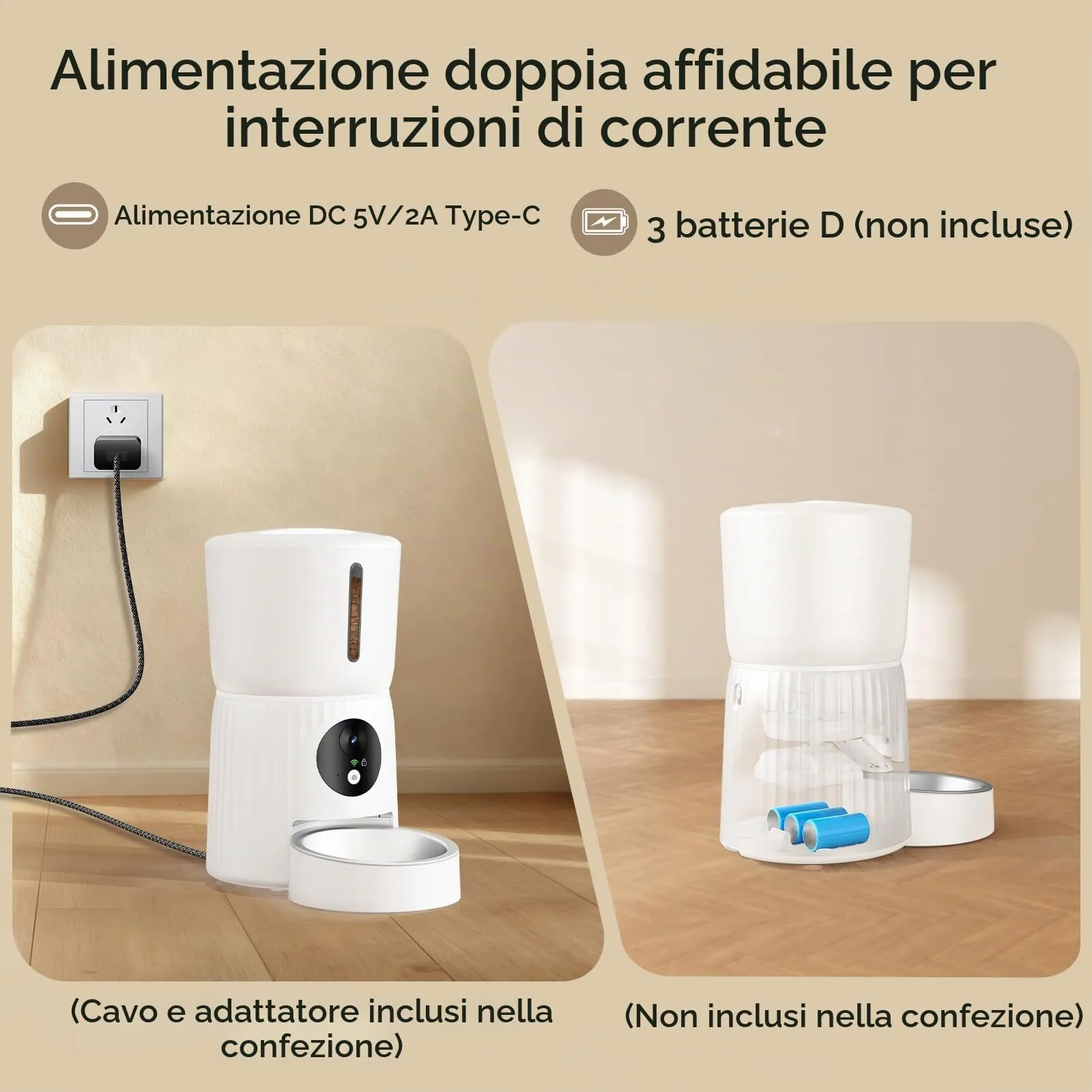 Faroro Distributore Automatico Cibo Gatti 4L con Telecamera HD 1080P, Wi-Fi 5GHz e Audio Bidirezionale, Bianco - immagine 4