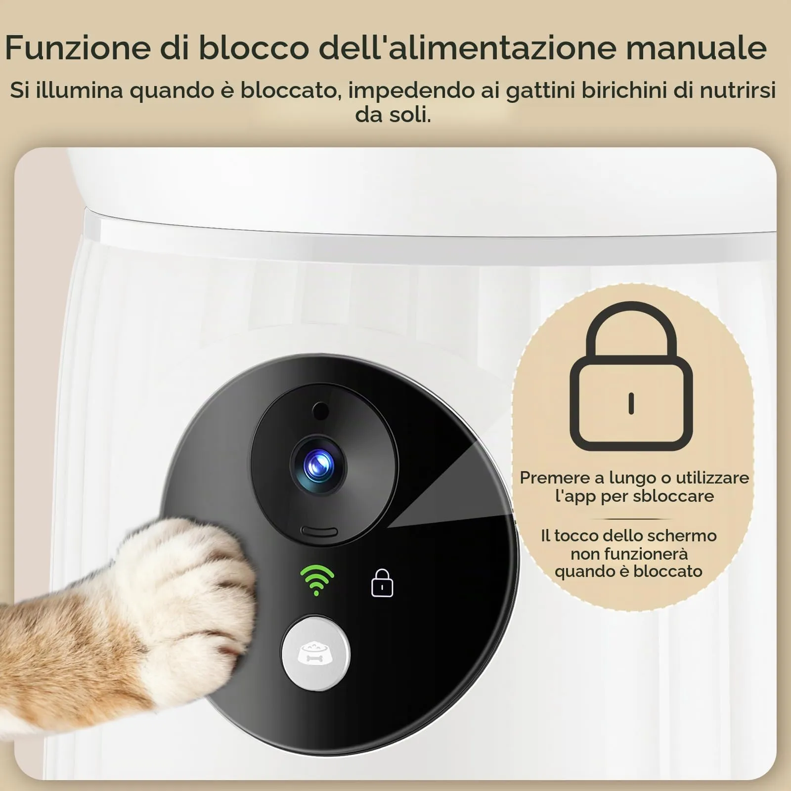 Faroro Distributore Automatico Cibo Gatti 4L con Telecamera HD 1080P, Wi-Fi 5GHz e Audio Bidirezionale, Bianco - immagine 6