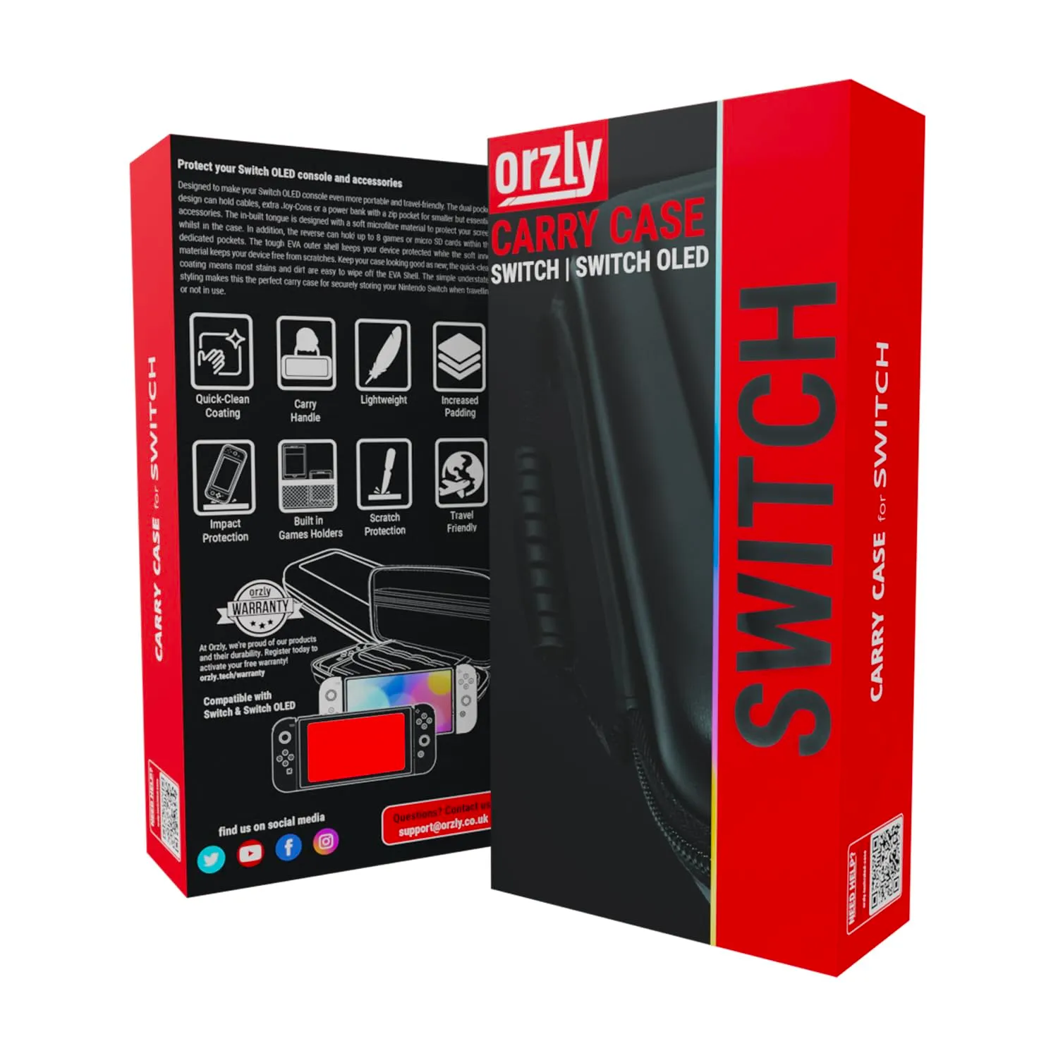 Orzly Custodia da trasporto rigida per Nintendo Switch e Switch OLED - Rossa - immagine 3