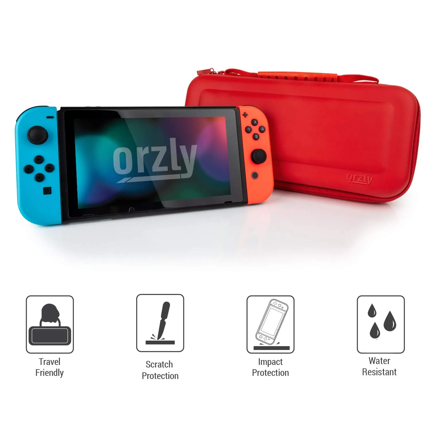 Orzly Custodia da trasporto rigida per Nintendo Switch e Switch OLED - Rossa - immagine 5