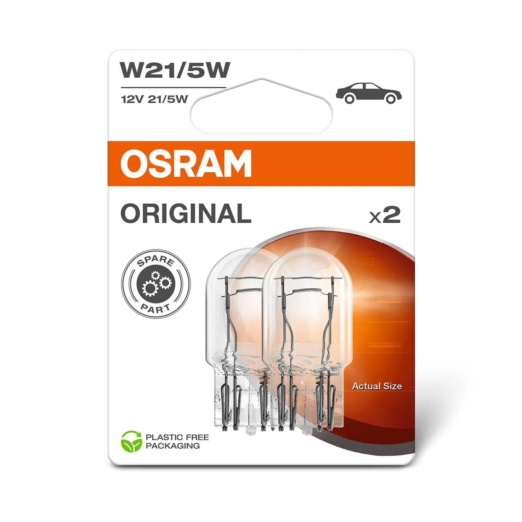 Osram Original Line W21/5W Signal Lamps, Glass Wedge Base, 2 Pack - immagine 1