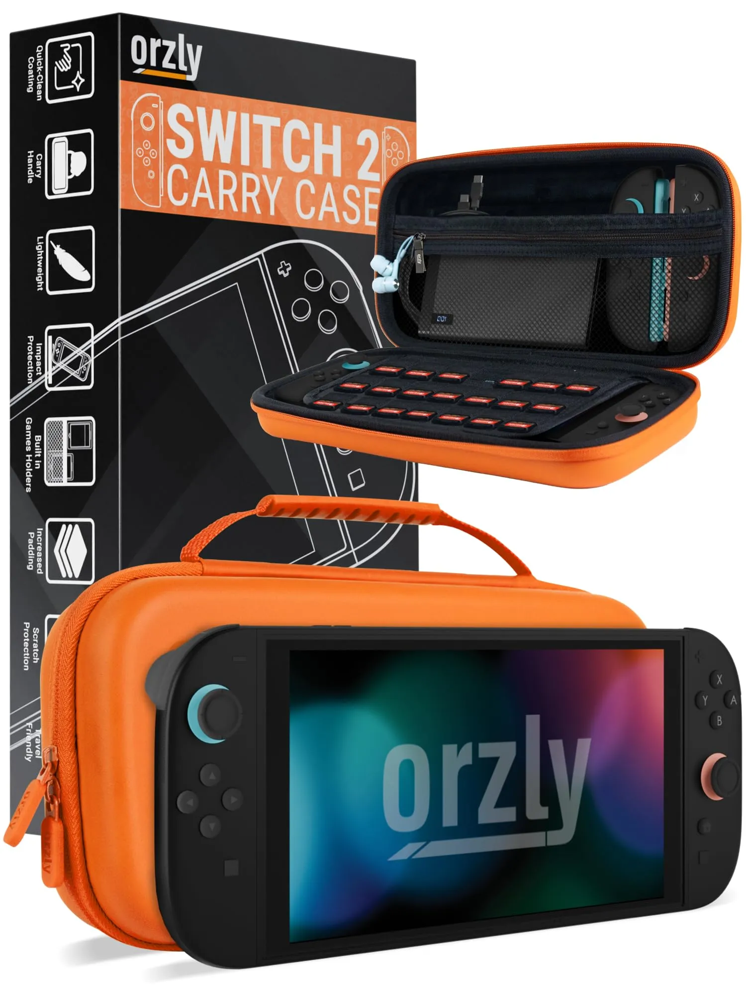 Orzly Custodia Protettiva da Viaggio per Nintendo Switch 2, Orange - immagine 1