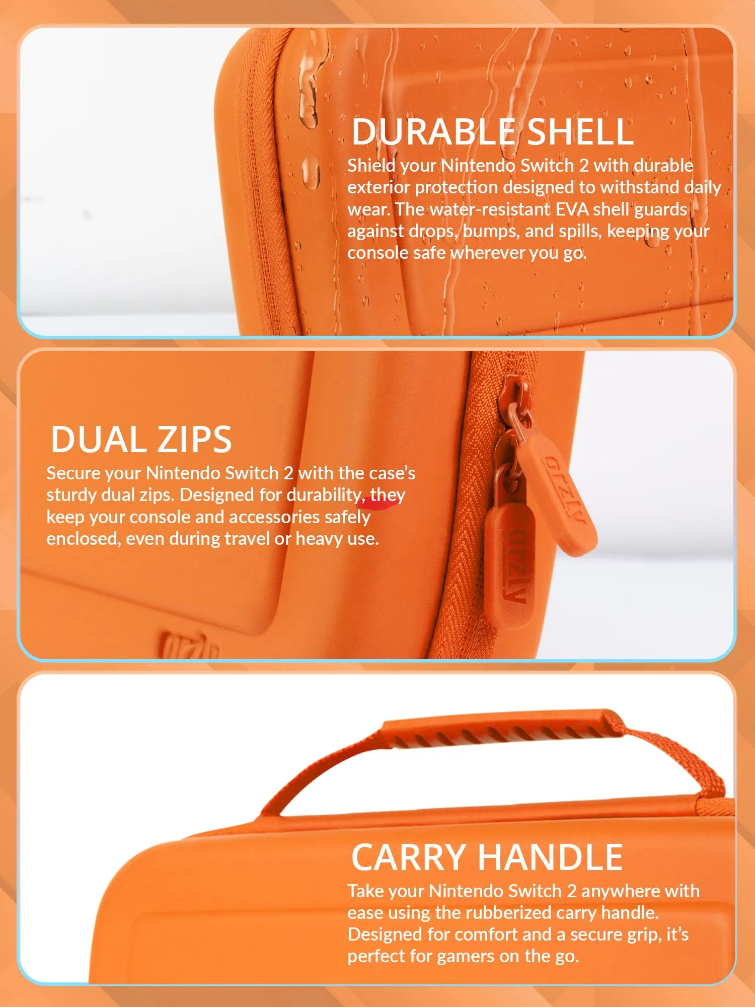 Orzly Custodia Protettiva da Viaggio per Nintendo Switch 2, Orange - immagine 4