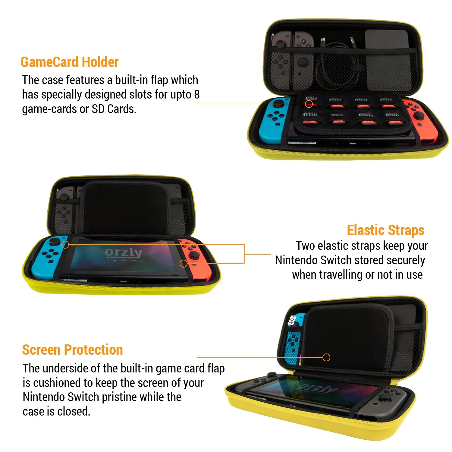 Orzly Custodia da trasporto per Nintendo Switch e Switch OLED - Gialla - immagine 4