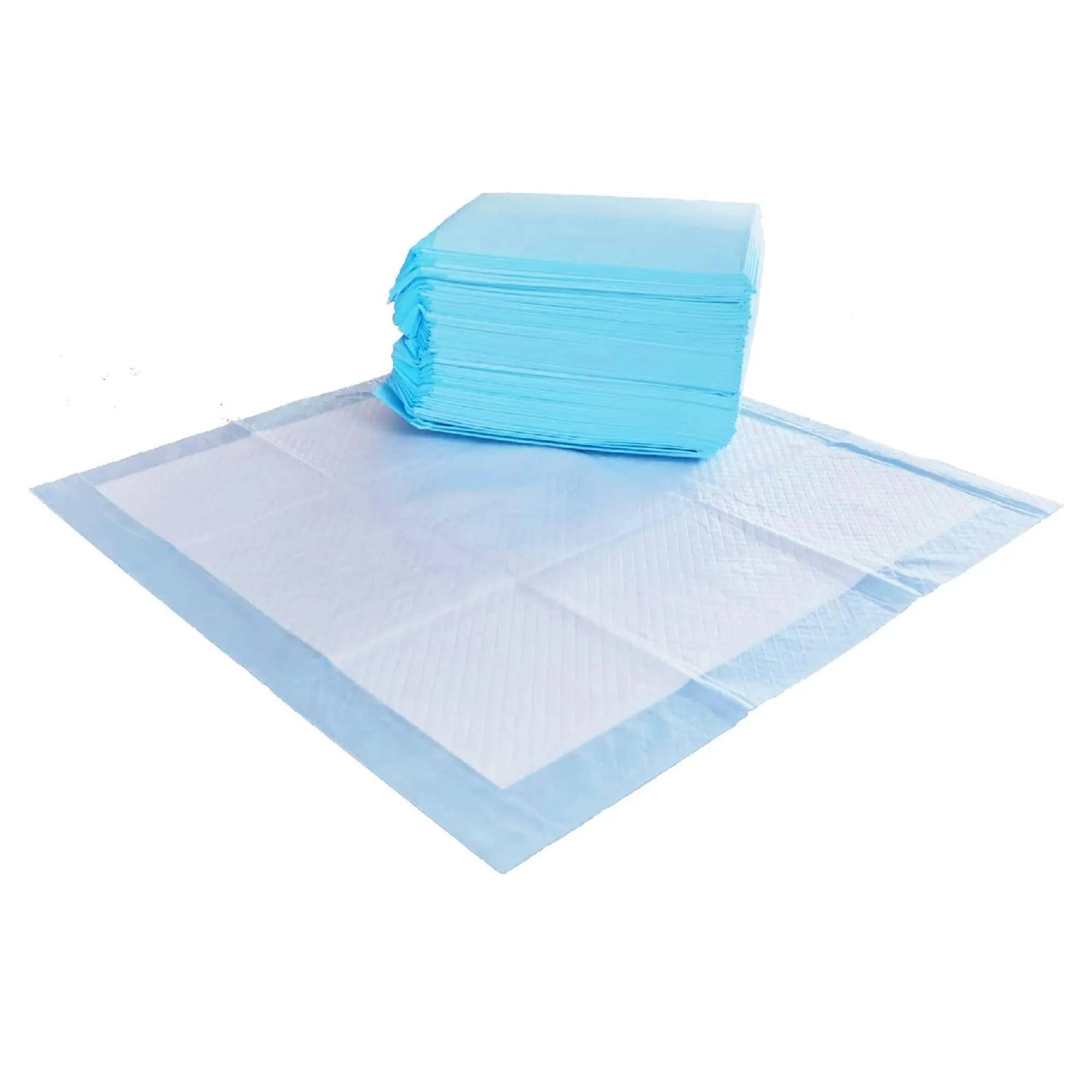 Amazon Basics Tappetini Igienici per Cani, 5 Strati, 56 x 56 cm, Confezione da 50, Blu e Bianco - immagine 1