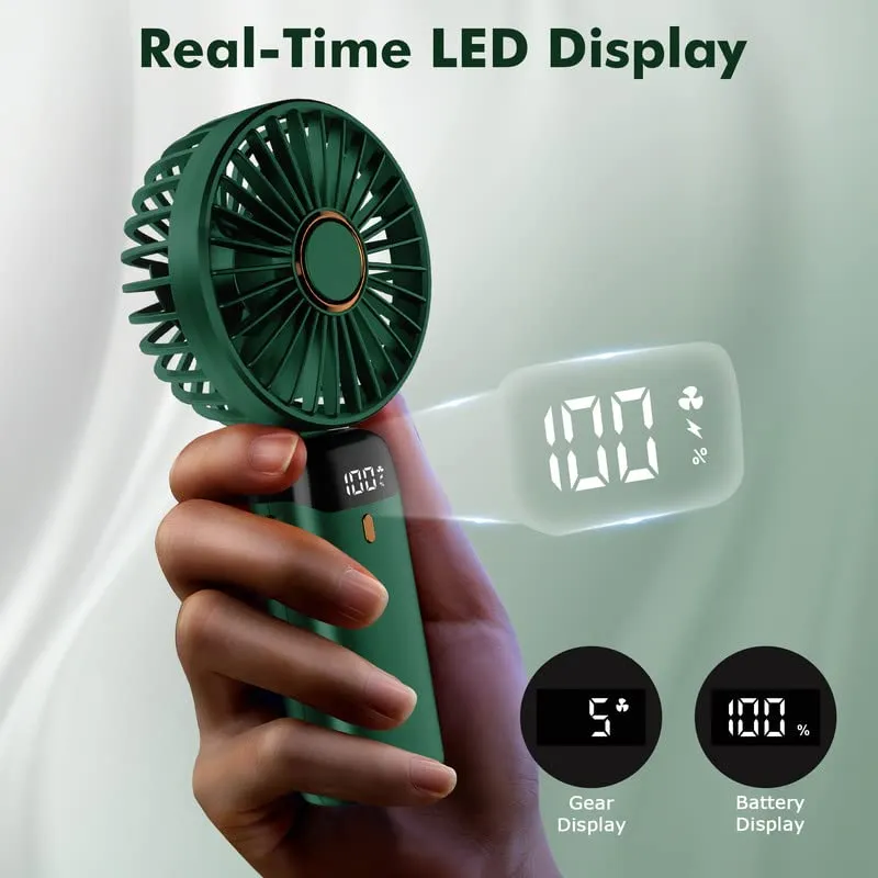 Rafada Mini Ventilatore Portatile Ricaricabile USB, 5 Livelli di Velocità, Batteria 4200 mAh, Pieghevole - immagine 3