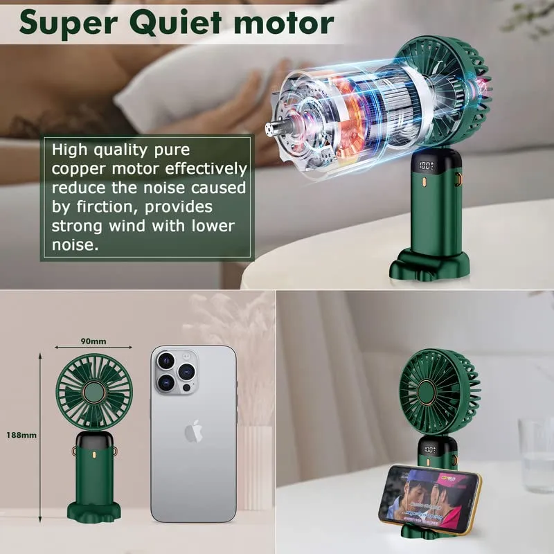 Rafada Mini Ventilatore Portatile Ricaricabile USB, 5 Livelli di Velocità, Batteria 4200 mAh, Pieghevole - immagine 5