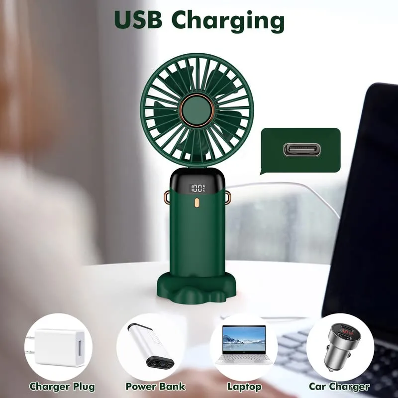 Rafada Mini Ventilatore Portatile Ricaricabile USB, 5 Livelli di Velocità, Batteria 4200 mAh, Pieghevole - immagine 6