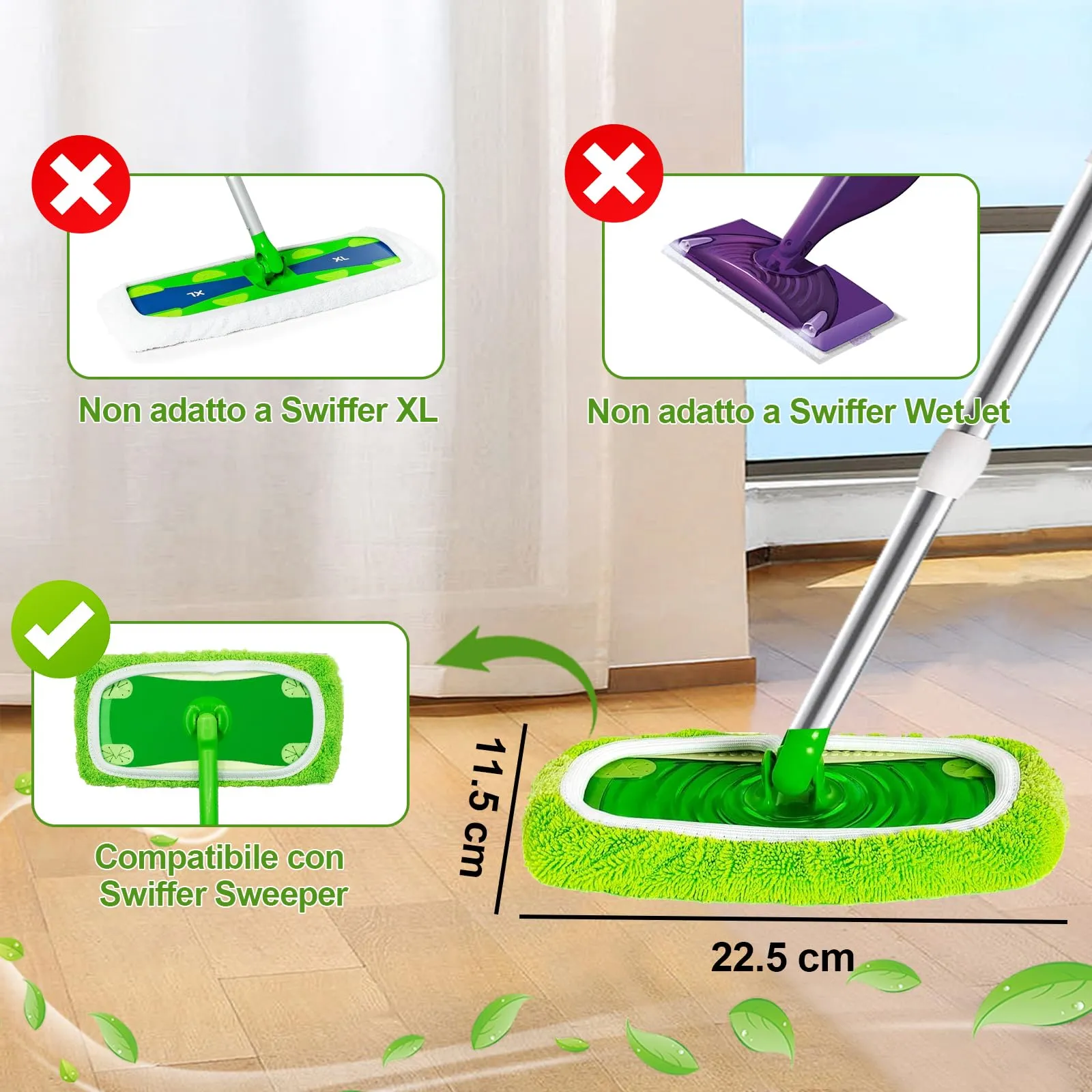 Dictien Cuffiette in Microfibra per Swiffer, Uso Umido e Secco, 10 Pezzi - immagine 2