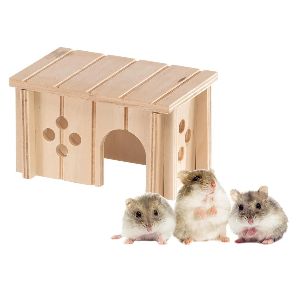 Ferplast Casetta per Criceti, Gerbilli e Topolini SIN 4641, Legno FSC, 12,5 x 7,5 x 7 cm, Taglia XS - immagine 1