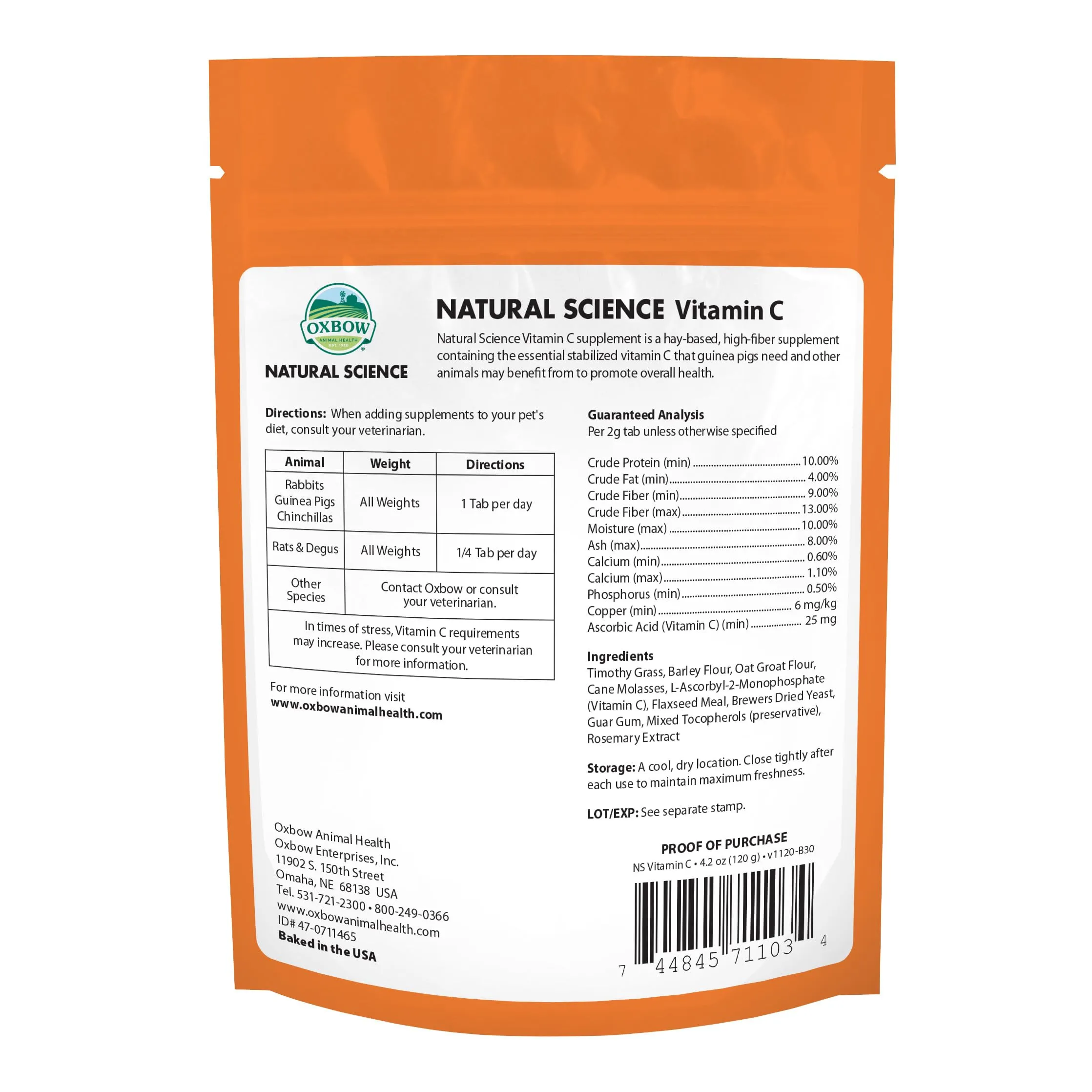 Oxbow Natural Science Vitamin C Support Supplement, 120g - immagine 2