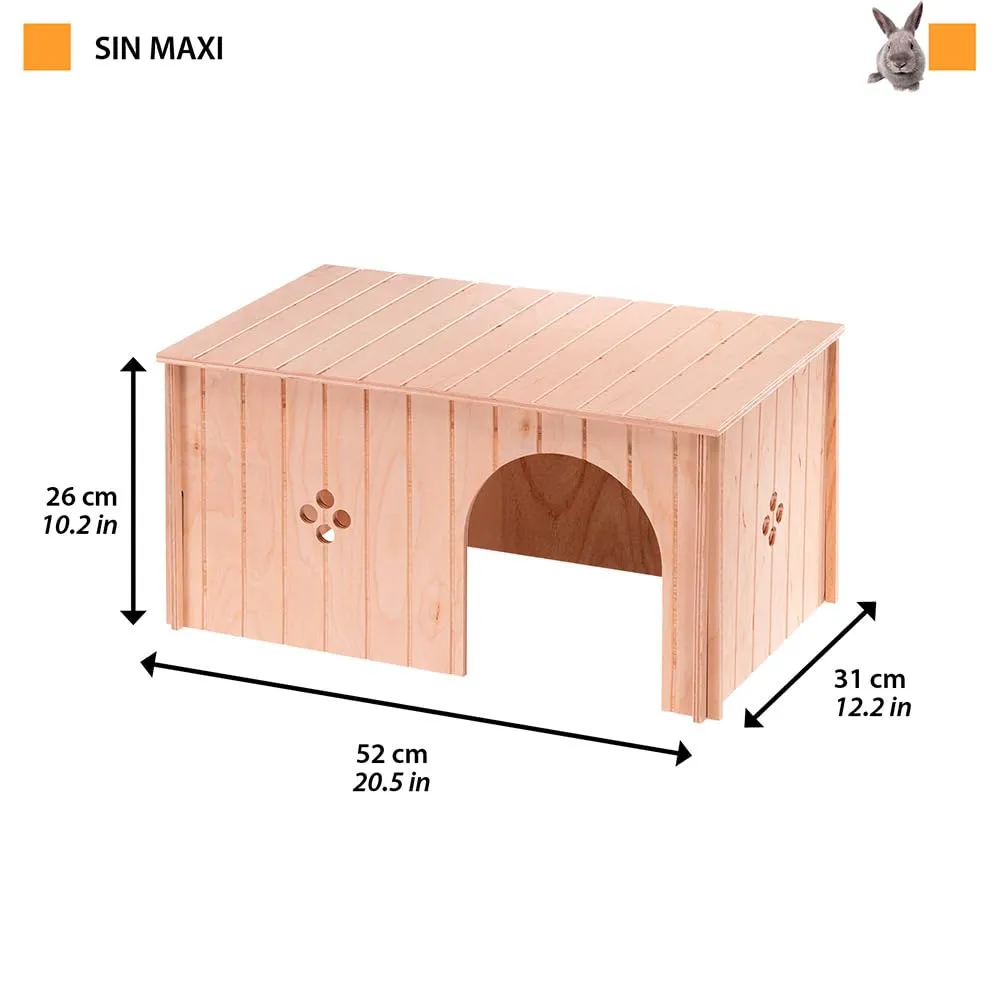 Ferplast Sin Maxi Casetta per Conigli, Porcellini d'India e Criceti, Legno FSC, 52 x 31 x 26 cm, Taglia XXL - immagine 2