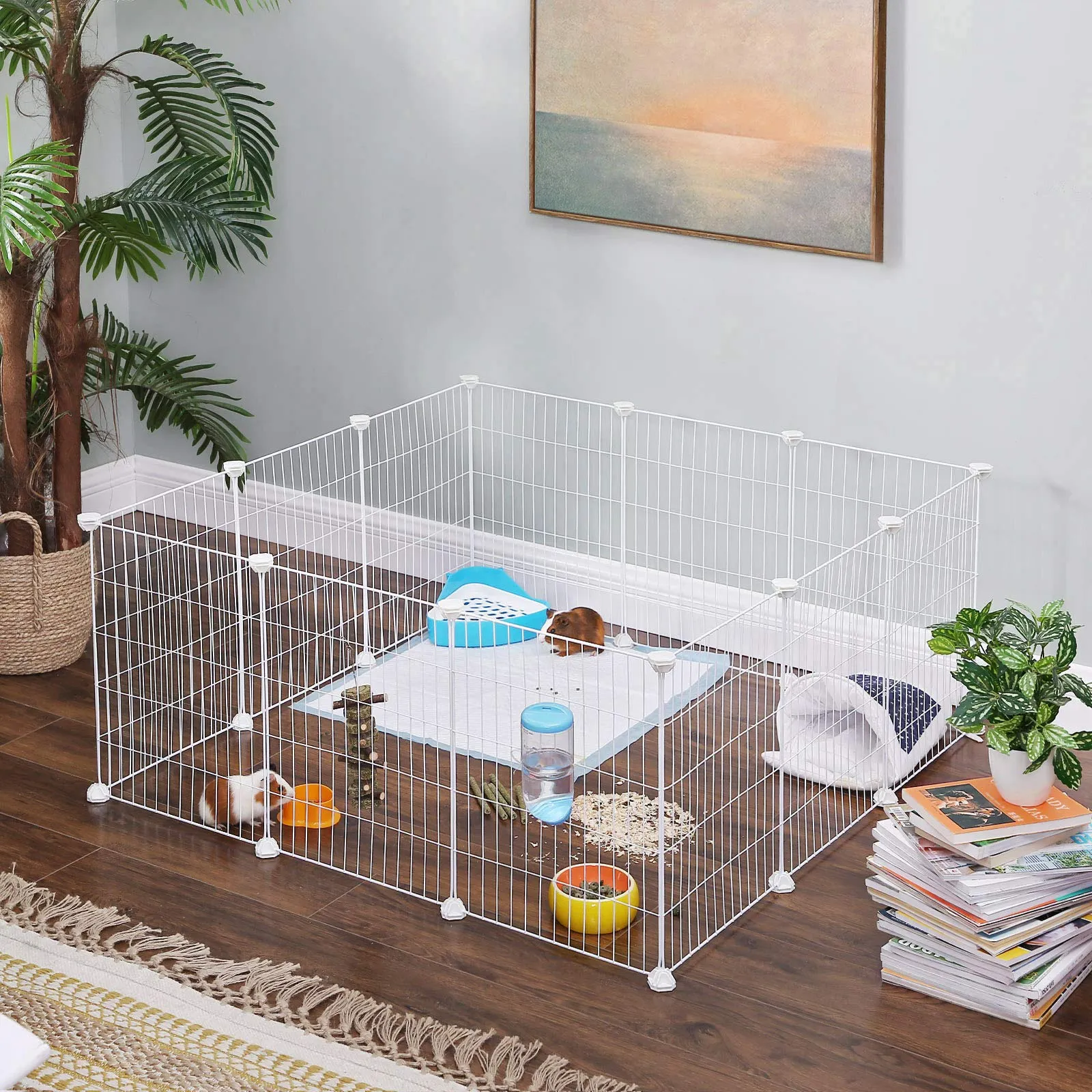 SONGMICS Recinto Personalizzabile per Animali di Piccola Taglia, Bianco LPI01W - immagine 2