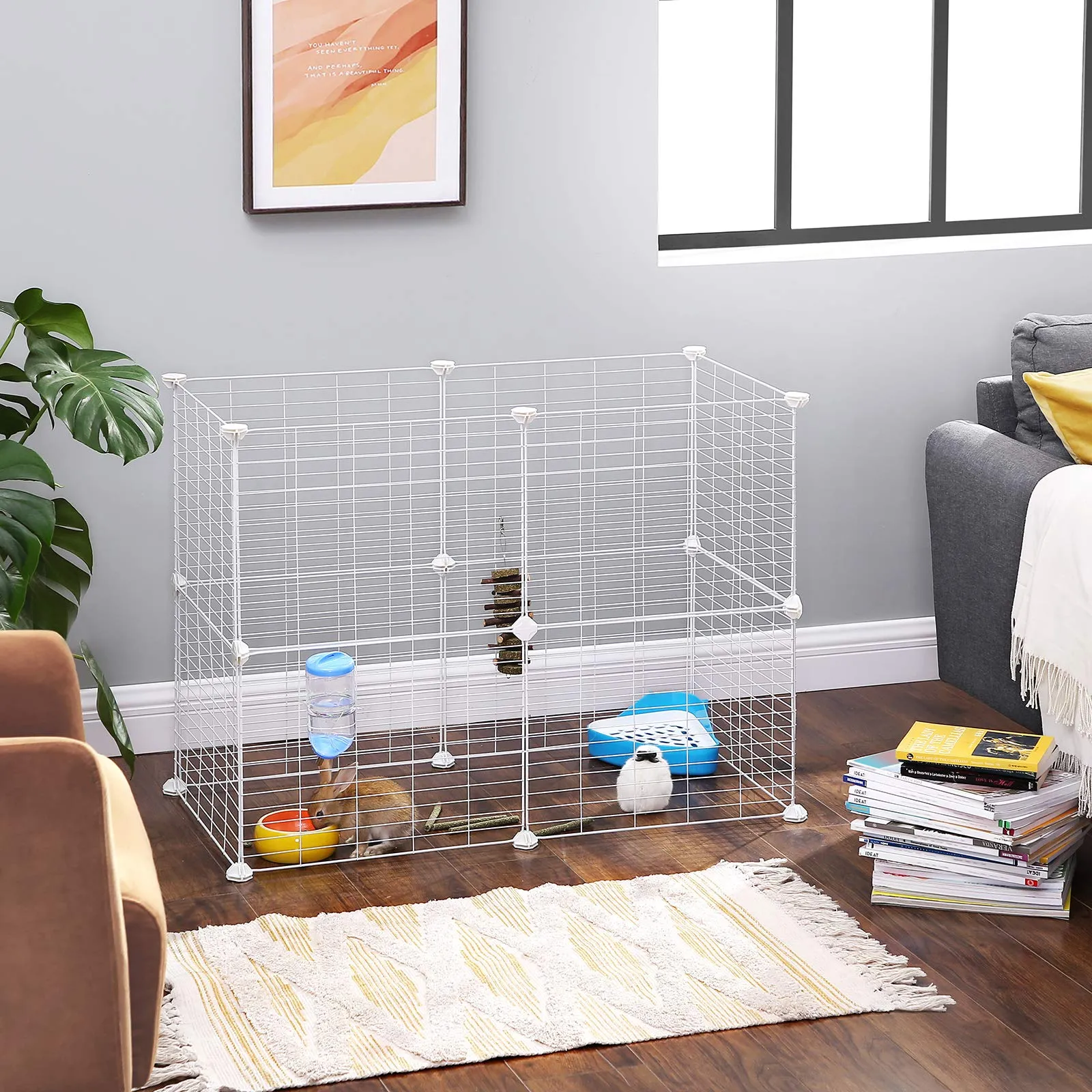 SONGMICS Recinto Personalizzabile per Animali di Piccola Taglia, Bianco LPI01W - immagine 8