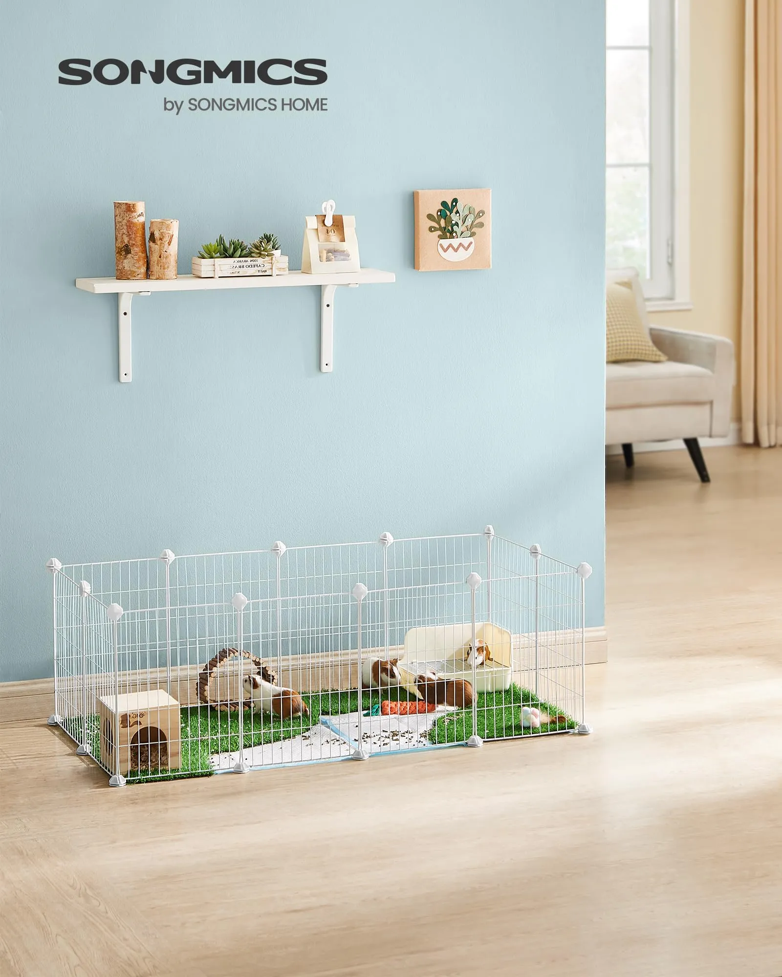 SONGMICS Recinto Personalizzabile per Animali di Piccola Taglia, Bianco LPI001W01 - immagine 2