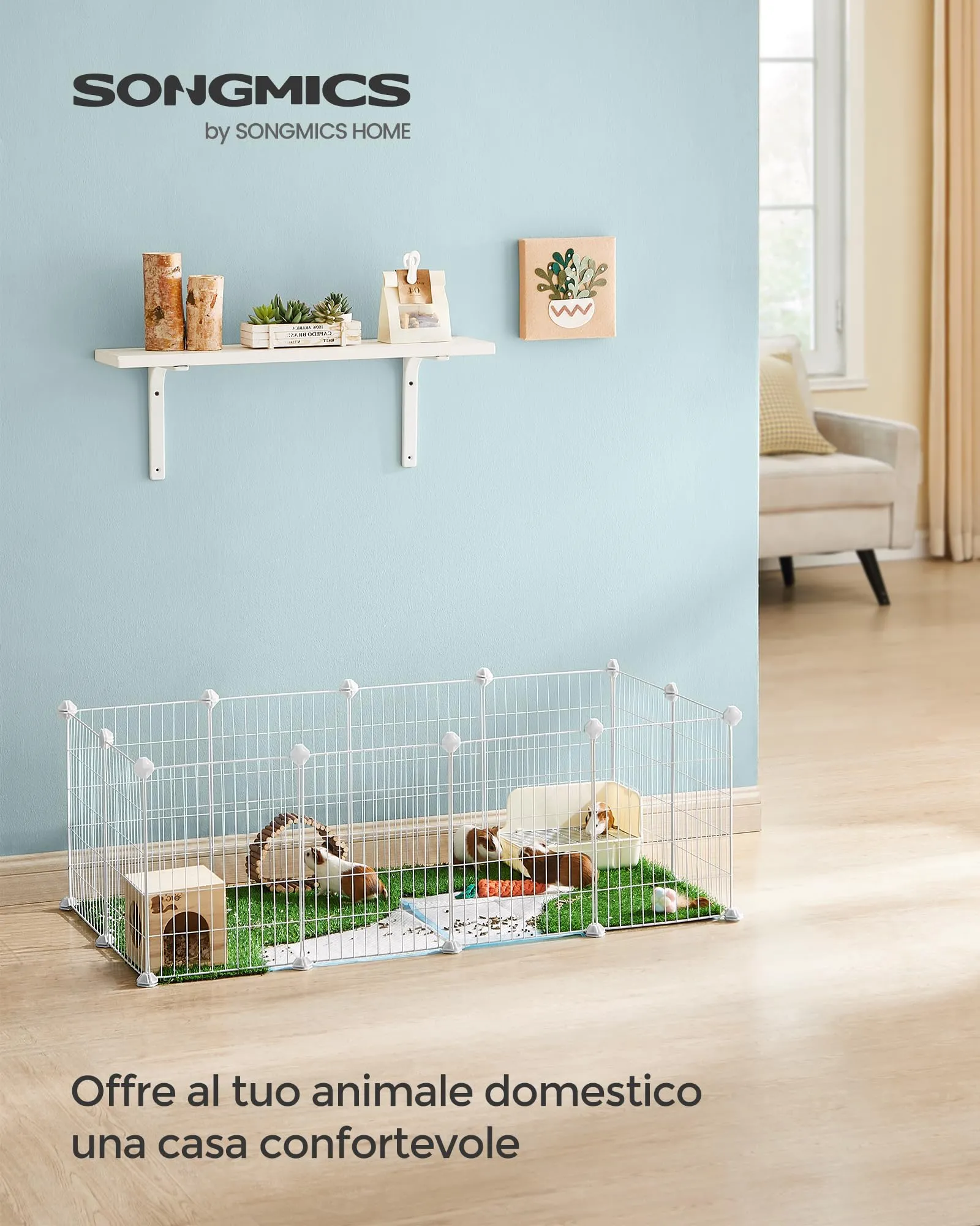 SONGMICS Recinto Personalizzabile per Animali di Piccola Taglia, Bianco LPI001W01 - immagine 3