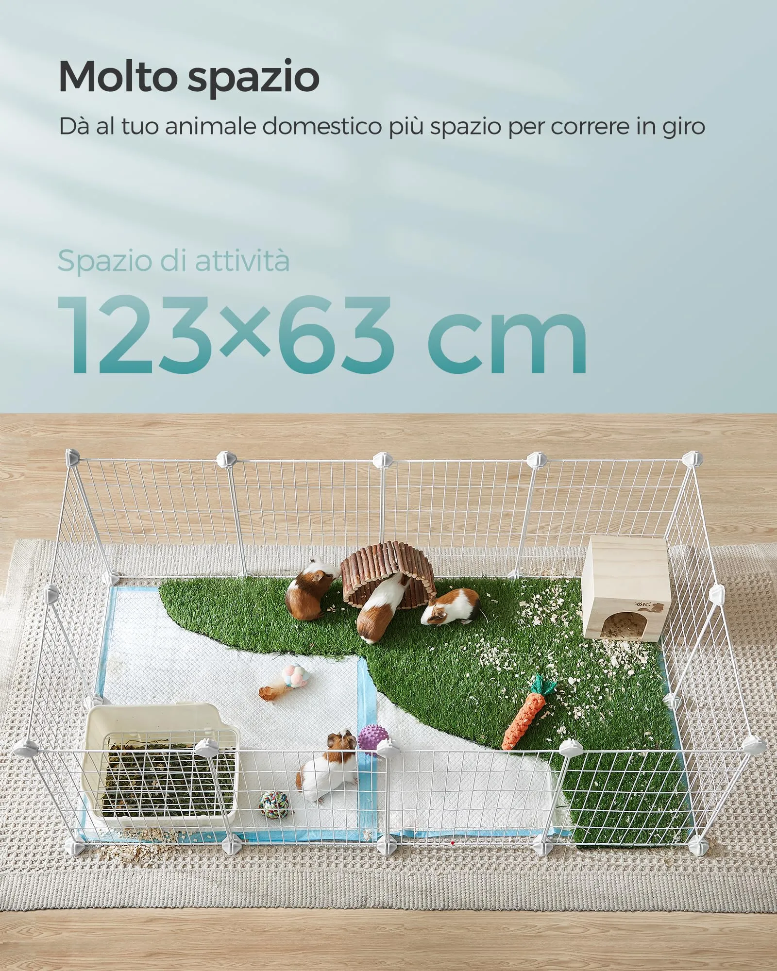 SONGMICS Recinto Personalizzabile per Animali di Piccola Taglia, Bianco LPI001W01 - immagine 5