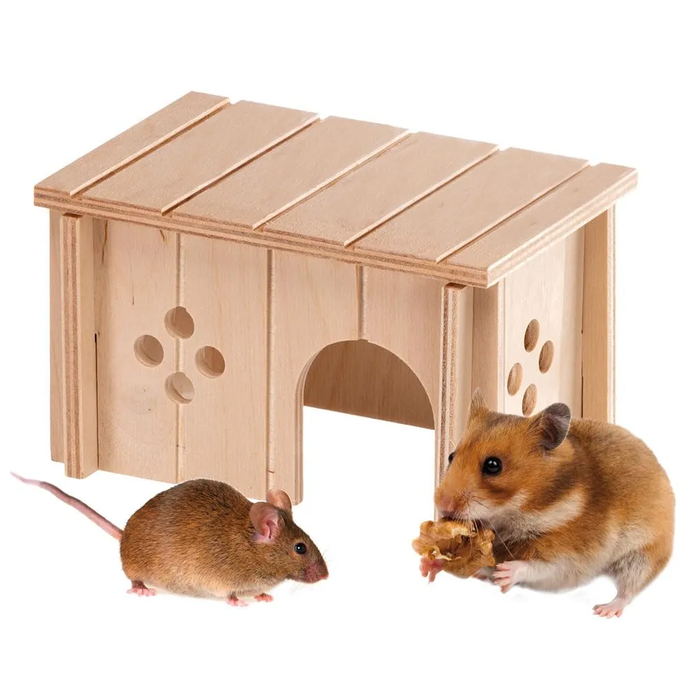 Ferplast Casetta per Criceti, Gerbilli e Topolini SIN 4642, Legno Certificato FSC, 14,5 x 9,5 x h 8,5 cm, Taglia S - immagine 1