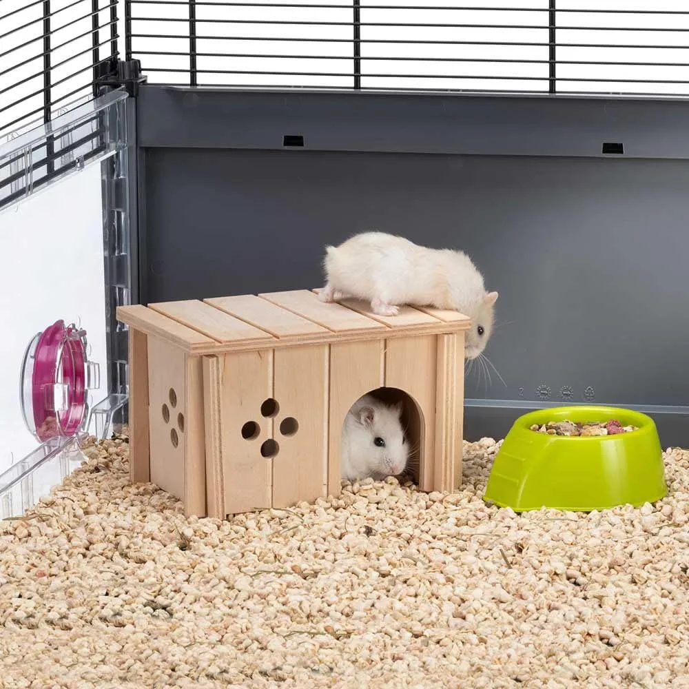 Ferplast Casetta per Criceti, Gerbilli e Topolini SIN 4642, Legno Certificato FSC, 14,5 x 9,5 x h 8,5 cm, Taglia S - immagine 2