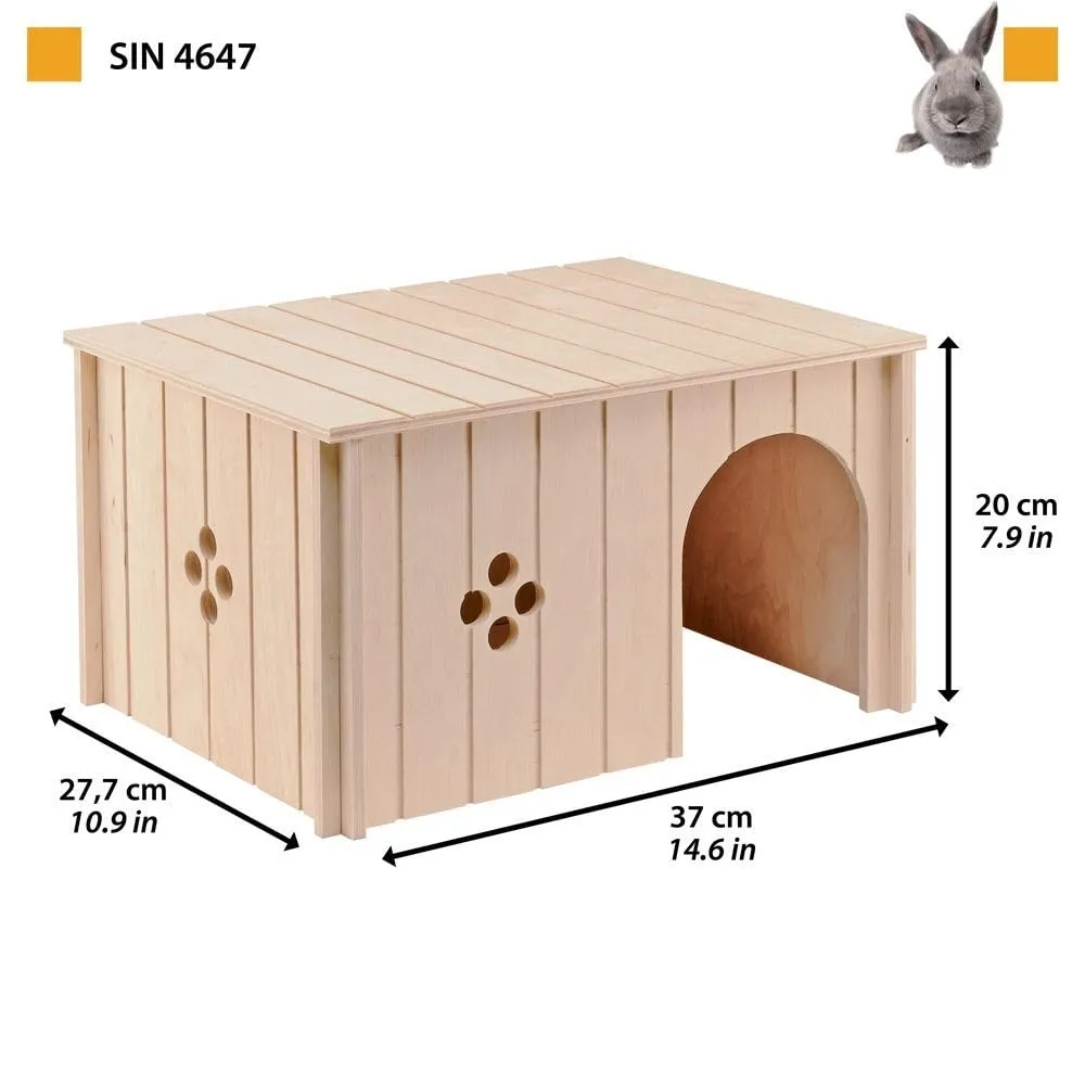 Ferplast Casetta per Conigli, Porcellini d'India e Criceti SIN 4647, Legno FSC, XL, 37 x 27,7 x 20 cm - immagine 2