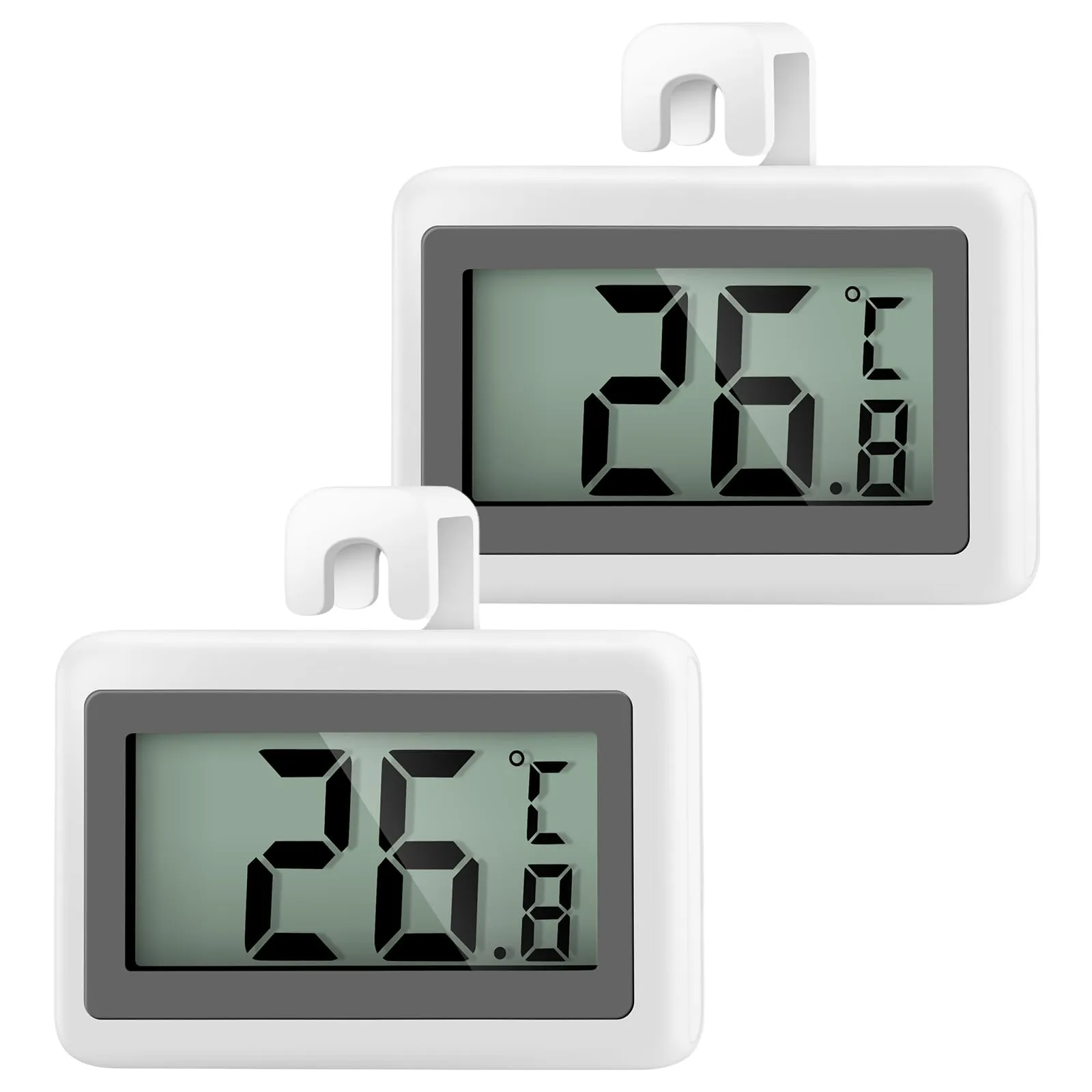 AiQInu Termometro Digitale per Frigorifero e Congelatore, 2 Pezzi, Magnetico con Gancio, -50°C a +70°C - immagine 1