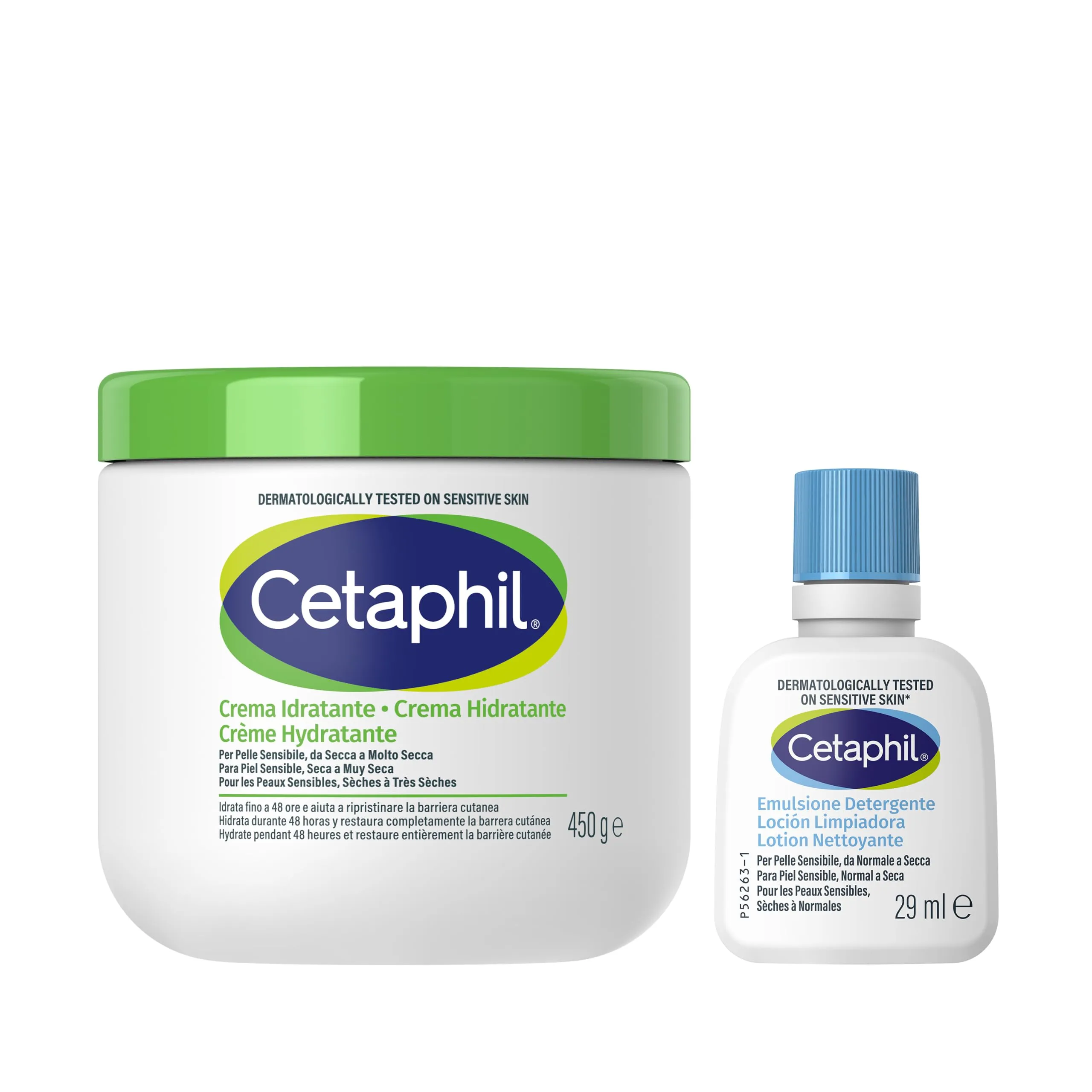 Cetaphil Crema Idratante Viso e Corpo 450g + Emulsione Detergente 29ml - immagine 1