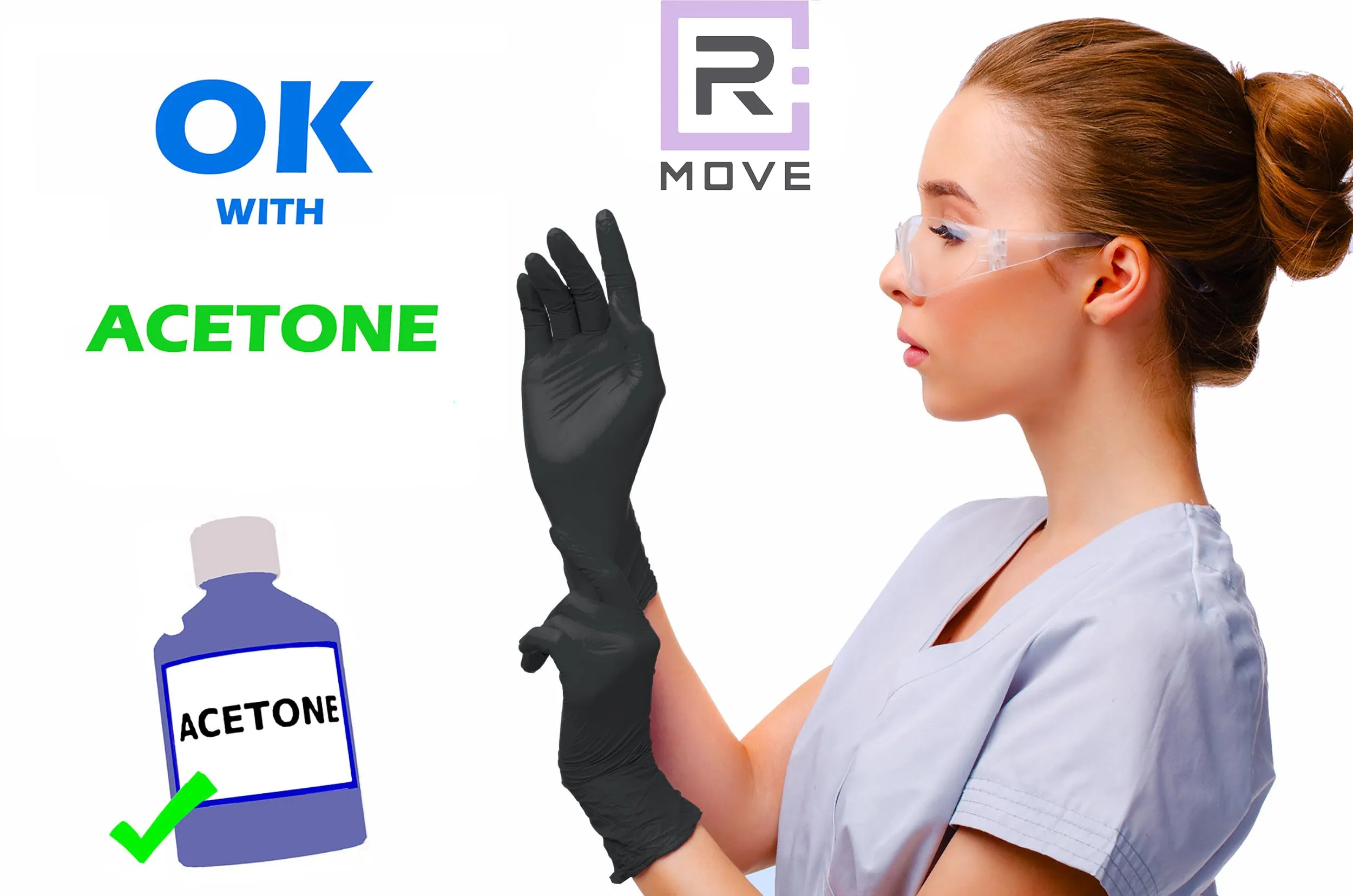 R MOVE Guanti in Nitrile Monouso Neri, Senza Polvere, Taglia S, 100 Pezzi - immagine 5