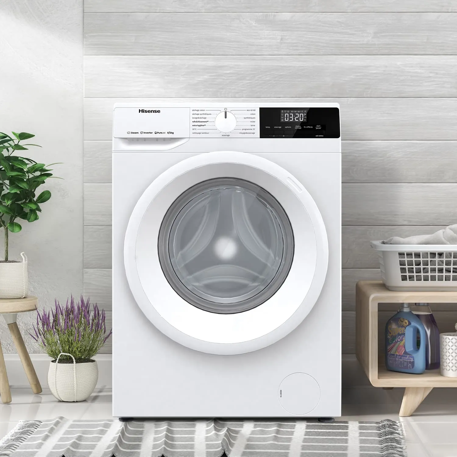 Hisense WDQE8014EVJM Lavasciuga 8 kg, 1400 RPM, Motore Inverter, Classe D, Bianco - immagine 7