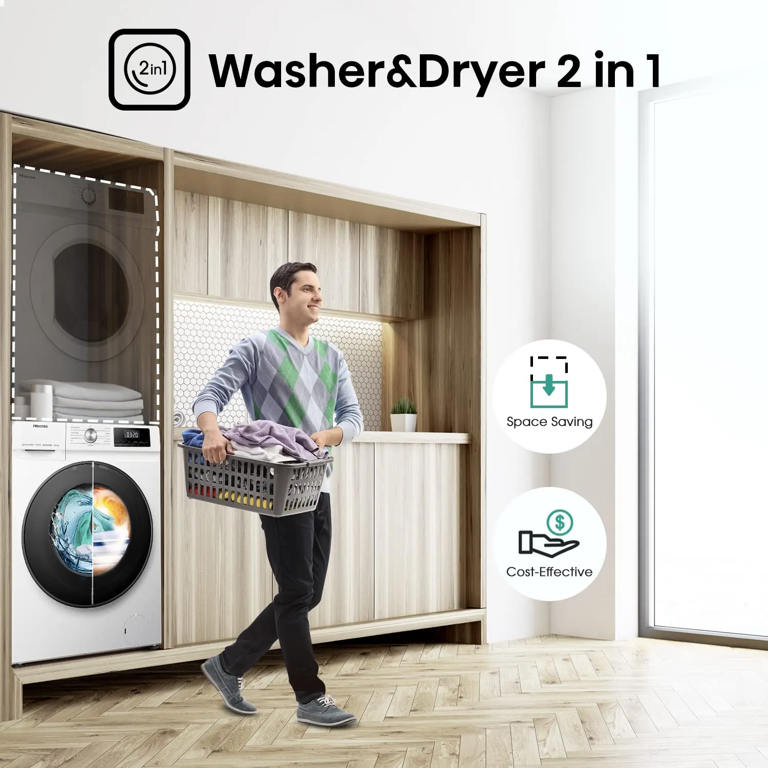 Hisense WDQA9014EVJM Lavasciuga 9 Kg, 1400 Rpm, Motore Inverter, Classe D - immagine 5