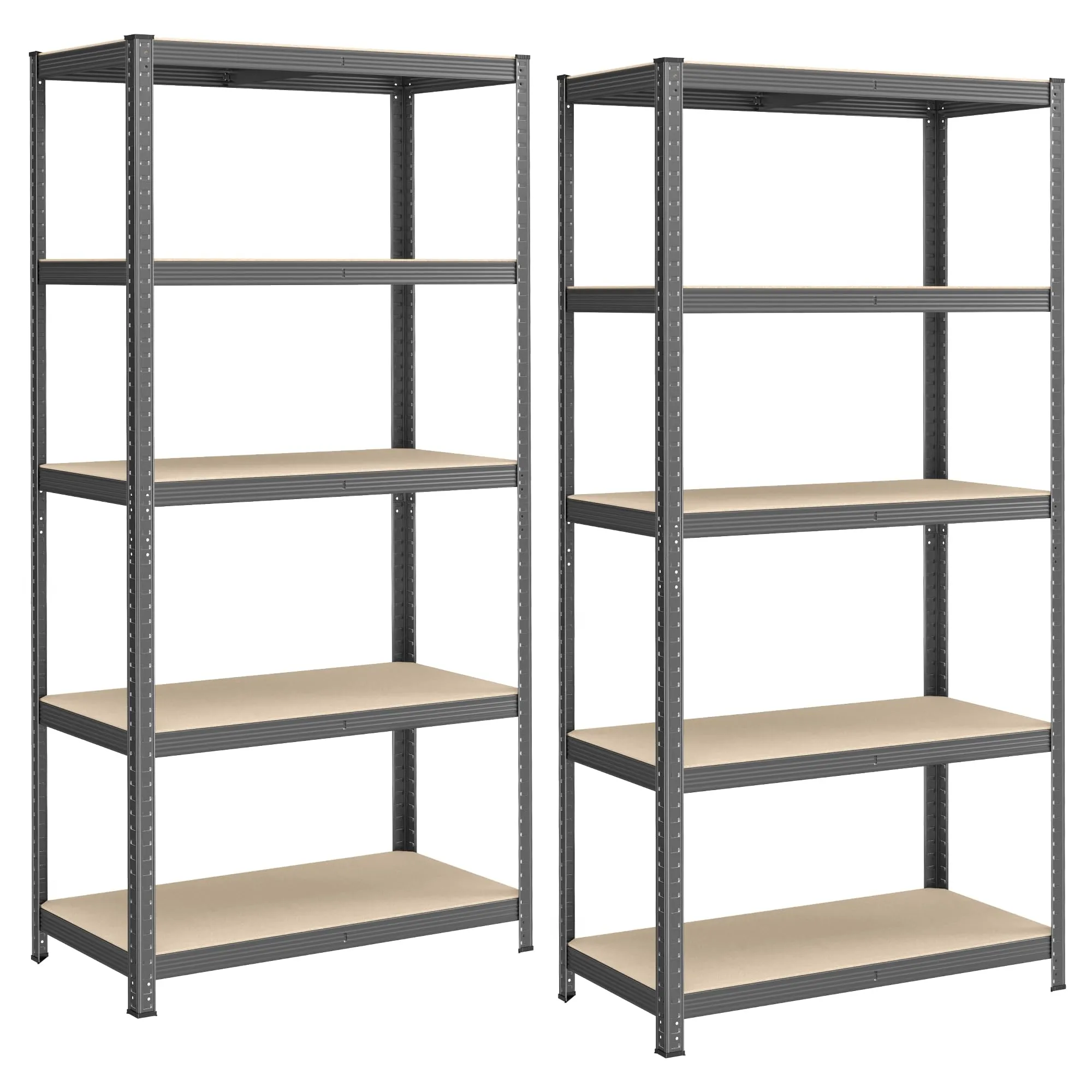 SONGMICS Set di 2 Scaffali per Carichi Pesanti a 5 Ripiani in Acciaio, 50 x 100 x 200 cm, Grigio Nebbia GLR050G02 - immagine 1