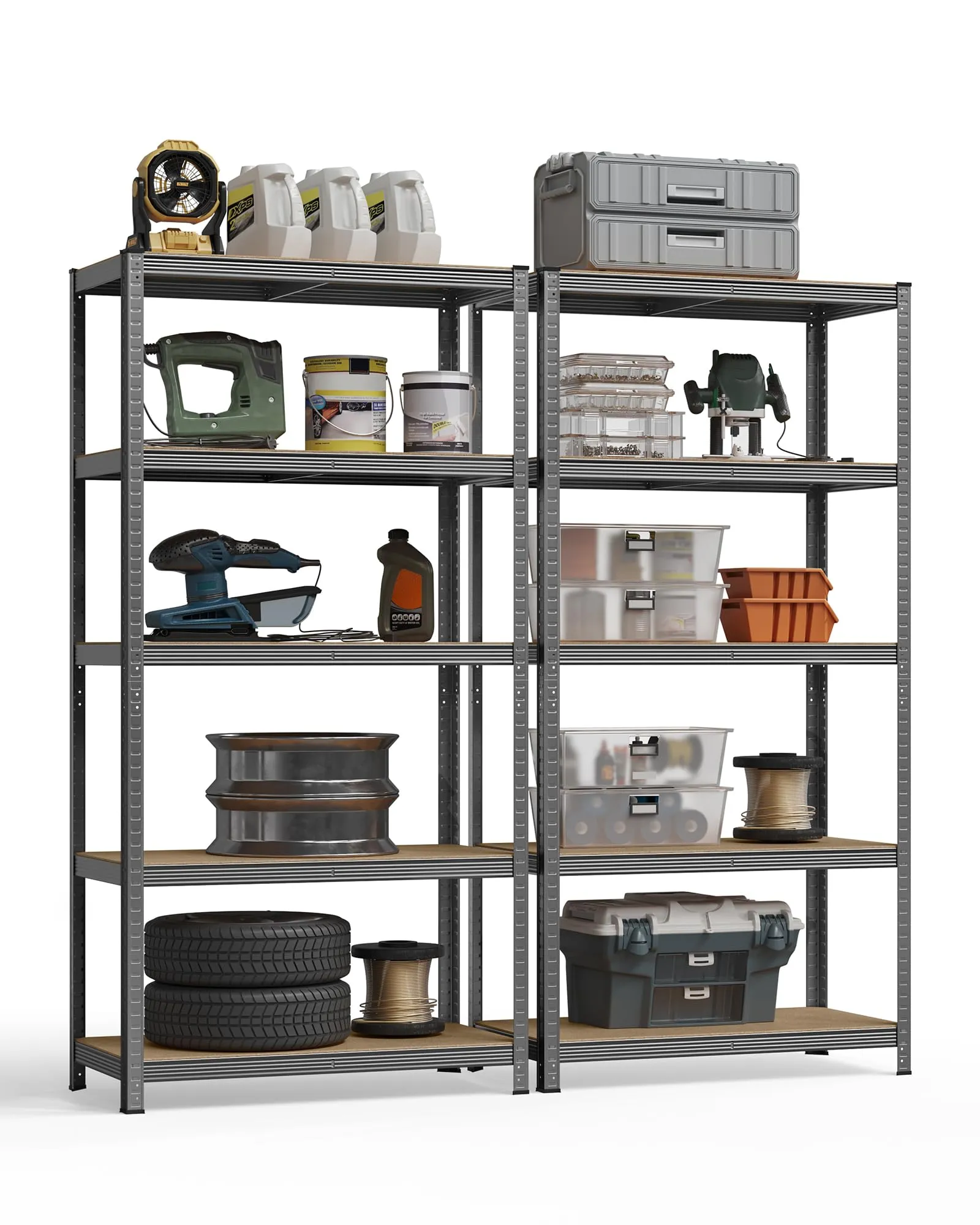 SONGMICS Set di 2 Scaffali per Carichi Pesanti a 5 Ripiani in Acciaio, 50 x 100 x 200 cm, Grigio Nebbia GLR050G02 - immagine 9