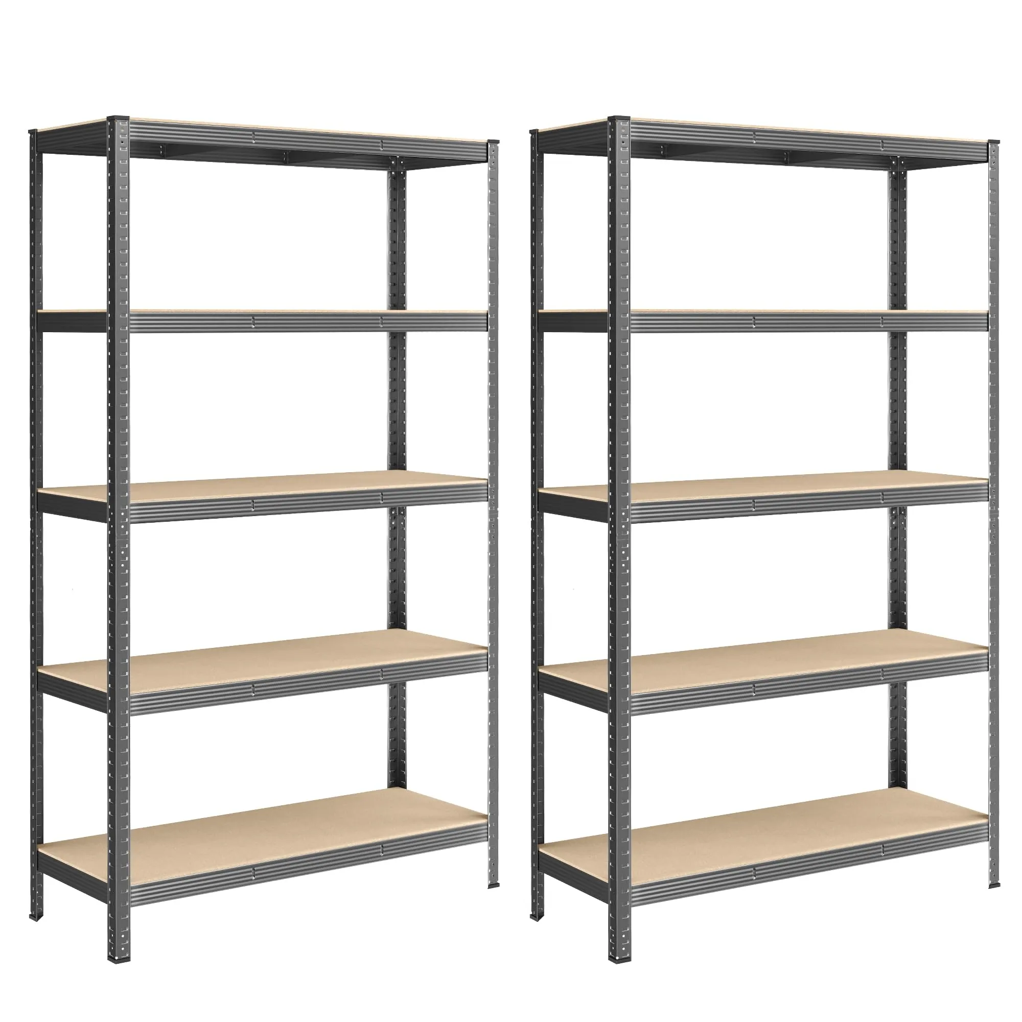 SONGMICS Set di 2 Scaffali in Metallo a 5 Ripiani Regolabili, 60 x 120 x 200 cm, Grigio Nebbia GLR060G02 - immagine 1