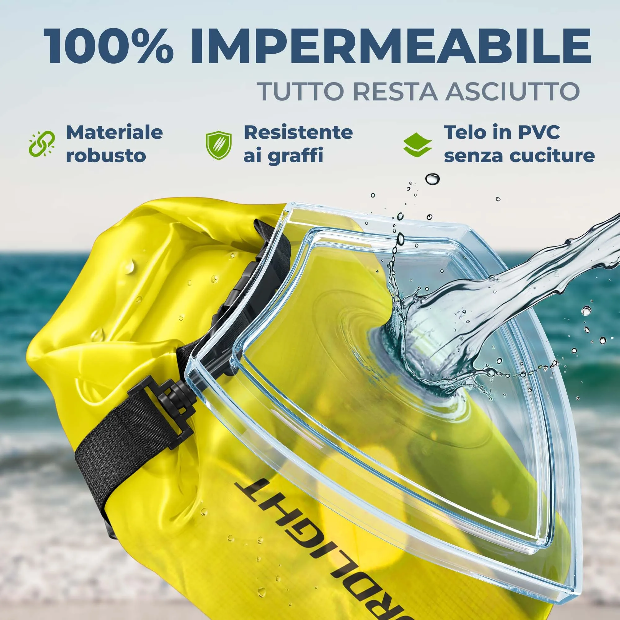 Nordlight Dry Bag Sacca Impermeabile 30L, Giallo - immagine 5