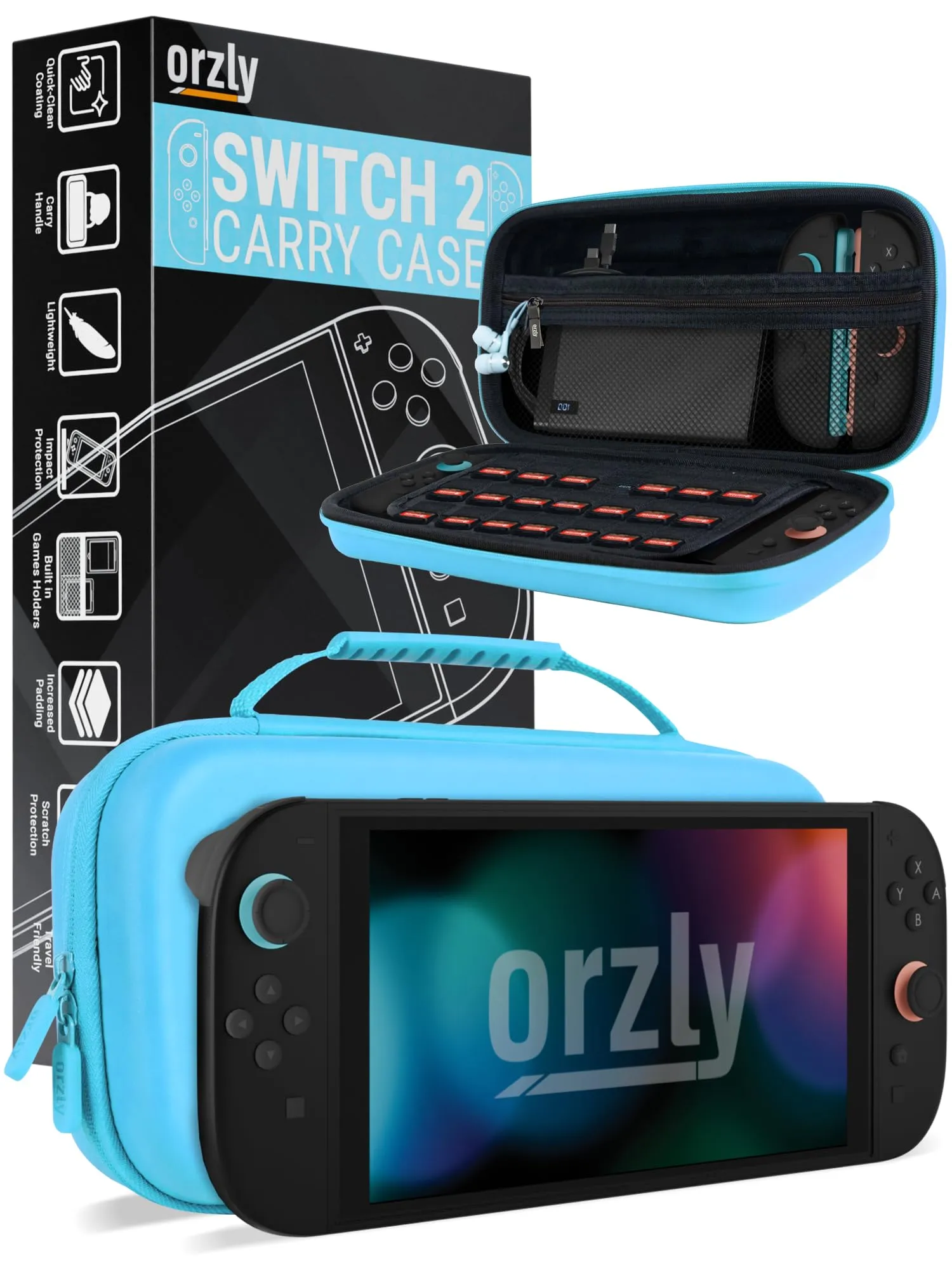 Orzly Custodia per Nintendo Switch 2 con pad per lo schermo e slot per schede di gioco e MicroSD - immagine 1