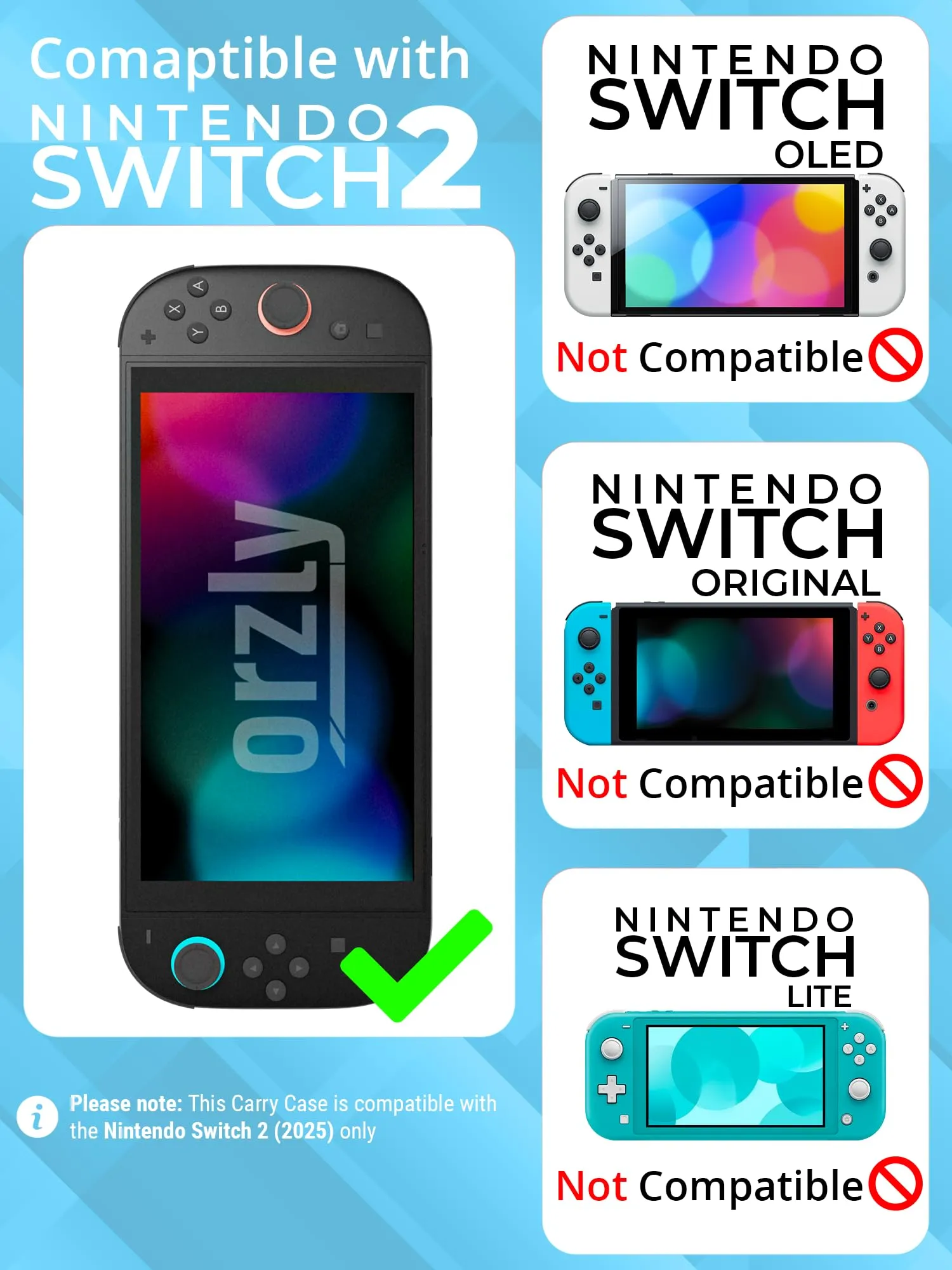 Orzly Custodia per Nintendo Switch 2 con pad per lo schermo e slot per schede di gioco e MicroSD - immagine 2