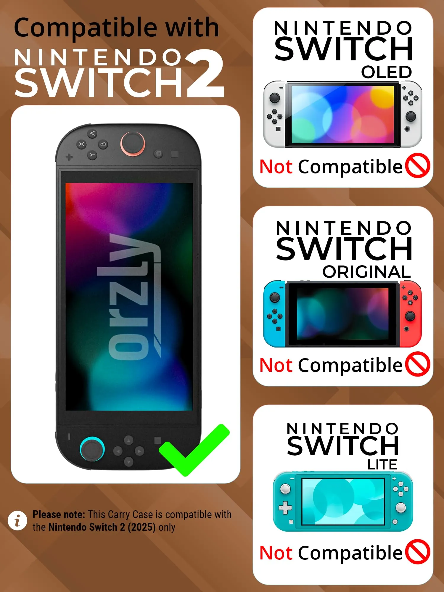 Orzly Custodia Protettiva da Viaggio per Nintendo Switch 2, Marrone - immagine 2